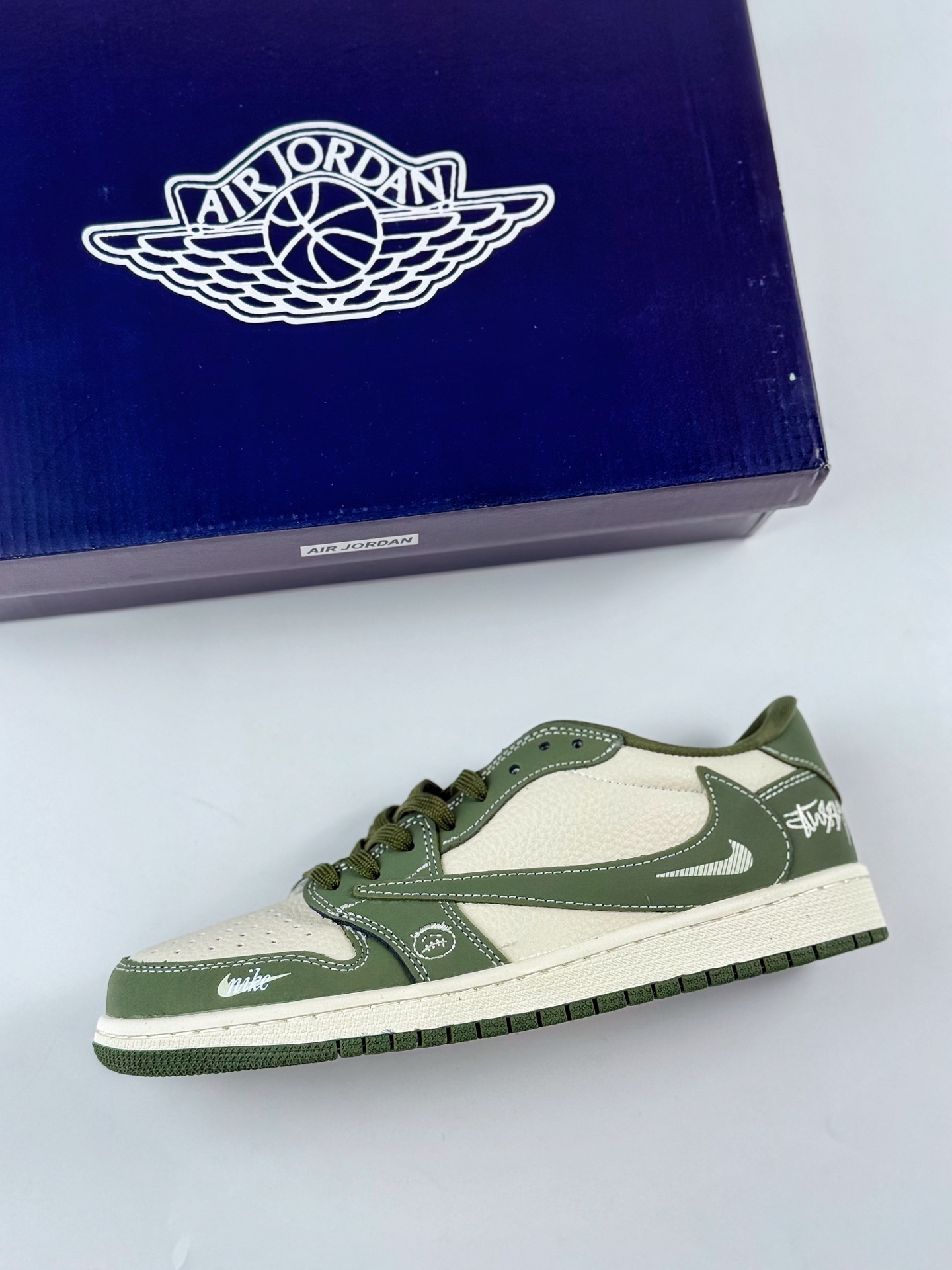 280 Travis Scott x Nike Air Jordan 1 Low x Stussy Air Jordan 1 Low 反转米绿小钩倒钩 XS2024-025