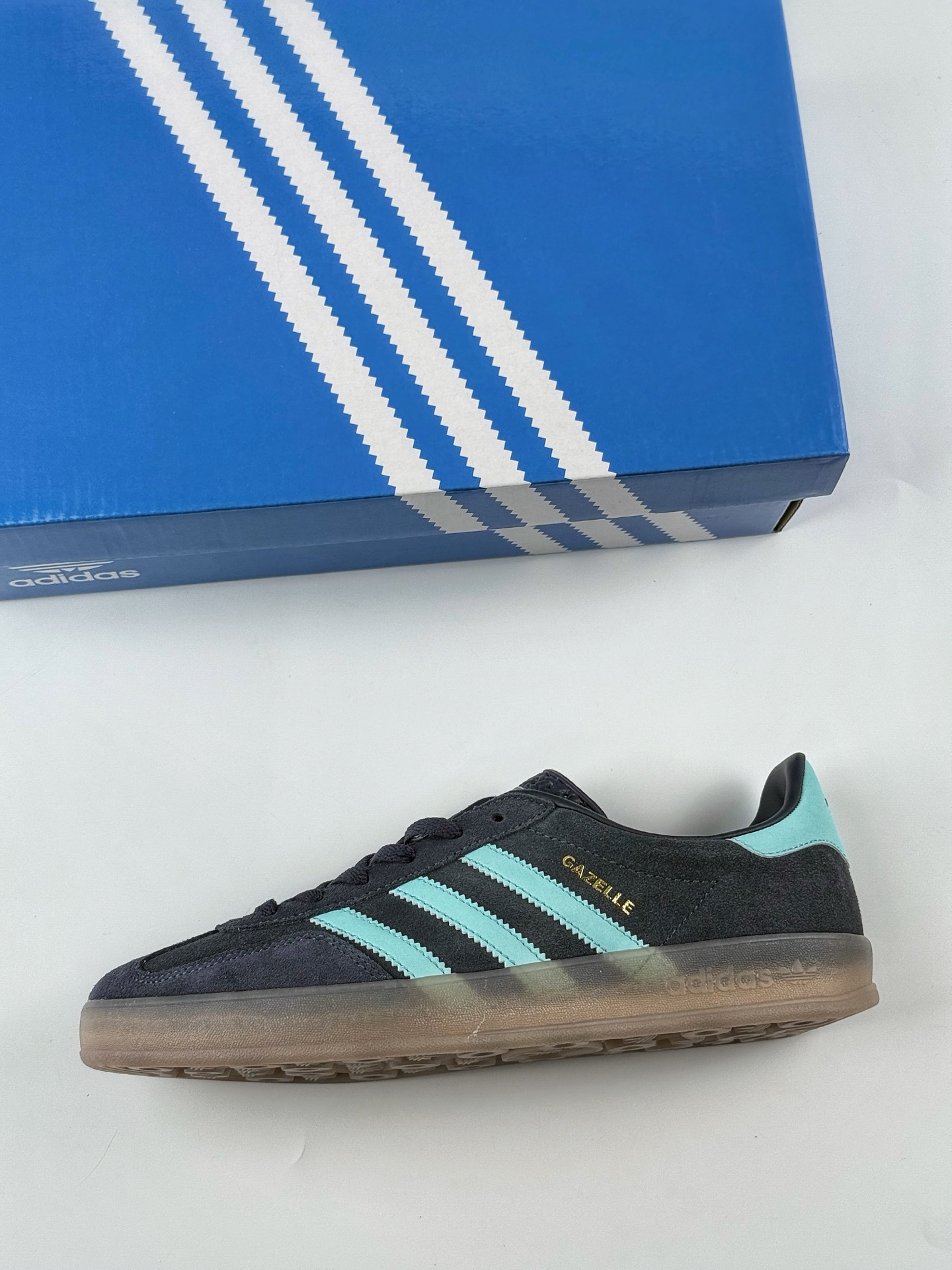 160 adidas Originals Gazelle INdoor 蓝绿 三叶草休闲防滑耐磨低帮板鞋 JI2587