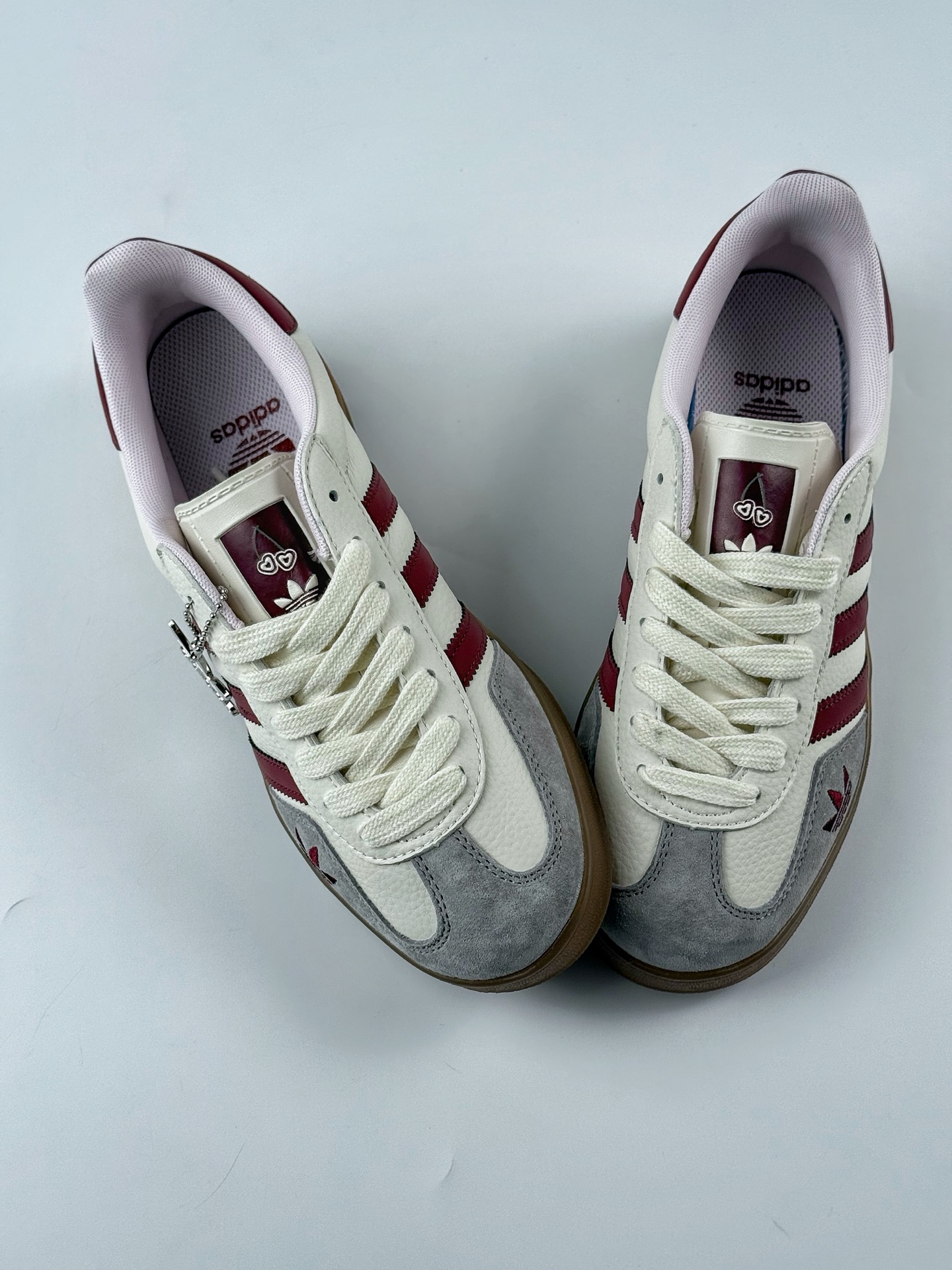 adidas Originals Gazelle INdoor 樱桃 白红 三叶草休闲防滑耐磨低帮板鞋 DM1234-006