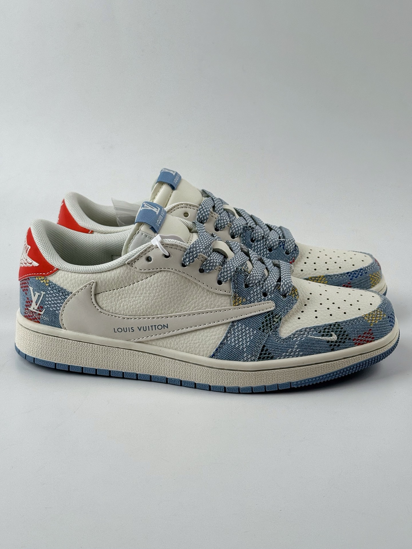 Travis Scott x Nike Air Jordan 1 Low x Louis Vuitton Air Jordan 1 Low 反转蓝白牛仔小钩倒钩 FC1688-232