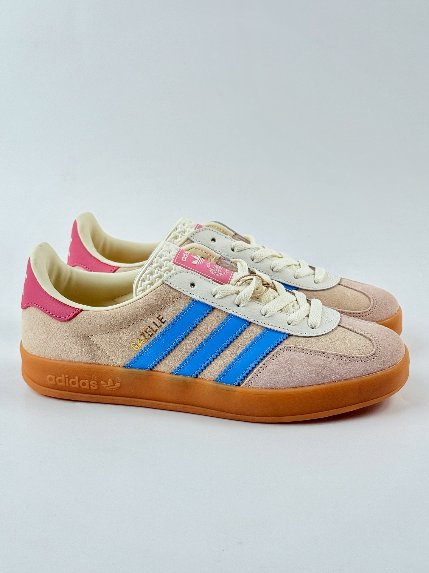 adidas Originals Gazelle INdoor 粉蓝 三叶草休闲防滑耐磨低帮板鞋 JQ0010