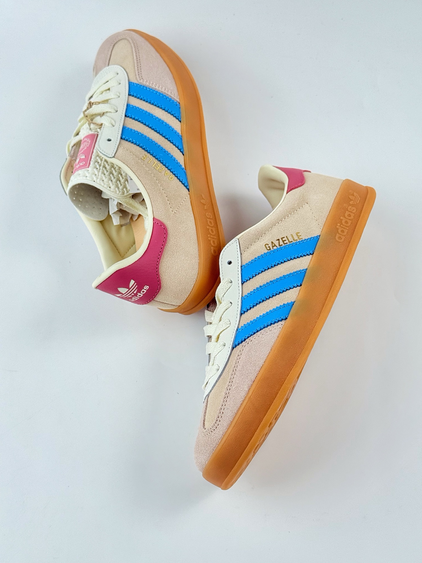 adidas Originals Gazelle INdoor 粉蓝 三叶草休闲防滑耐磨低帮板鞋 JQ0010