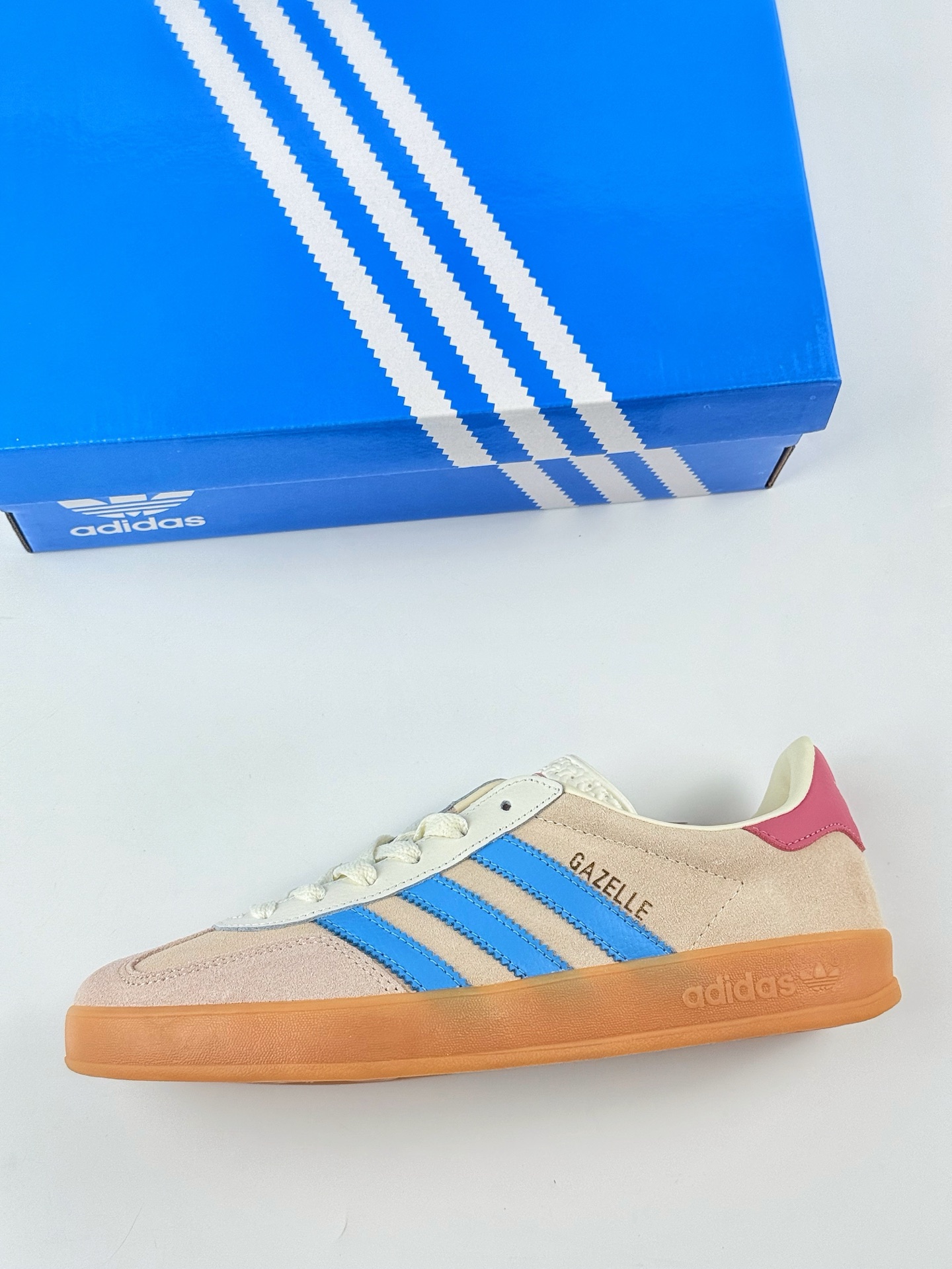 adidas Originals Gazelle INdoor 粉蓝 三叶草休闲防滑耐磨低帮板鞋 JQ0010
