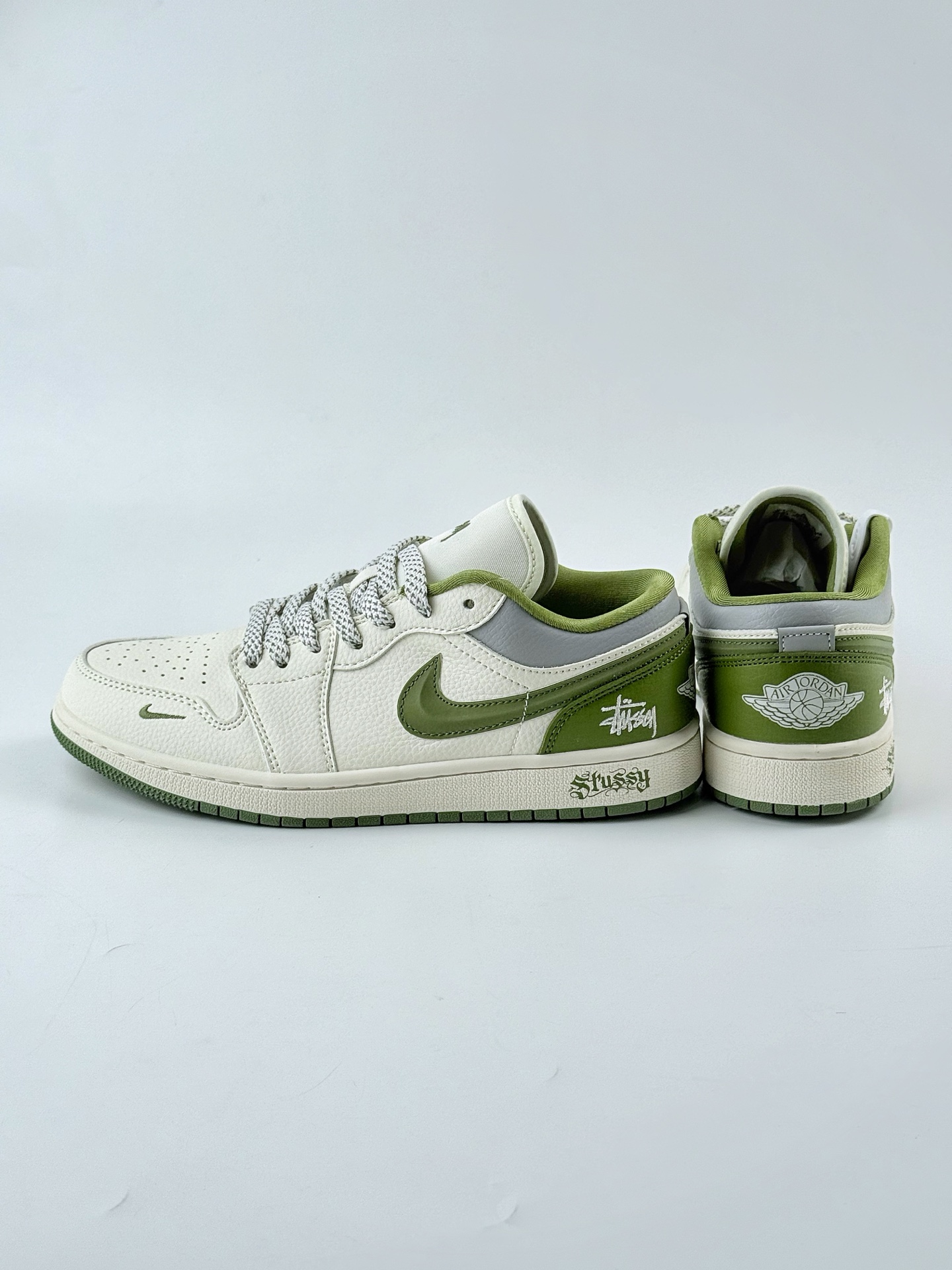 Air Jordan 1 Retro Low x Stussy 白绿小钩满天星 XS6086-558