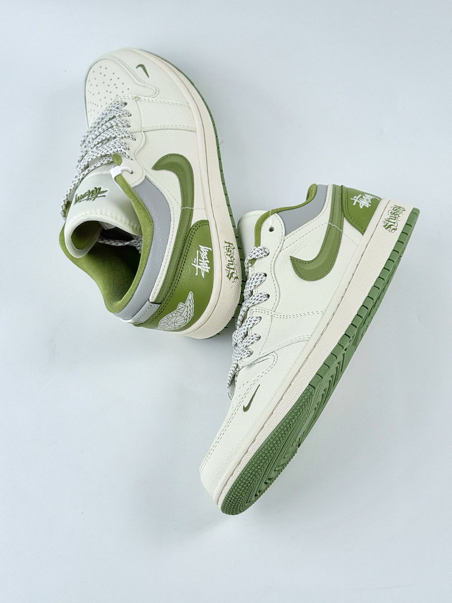 Air Jordan 1 Retro Low x Stussy 白绿小钩满天星 XS6086-558