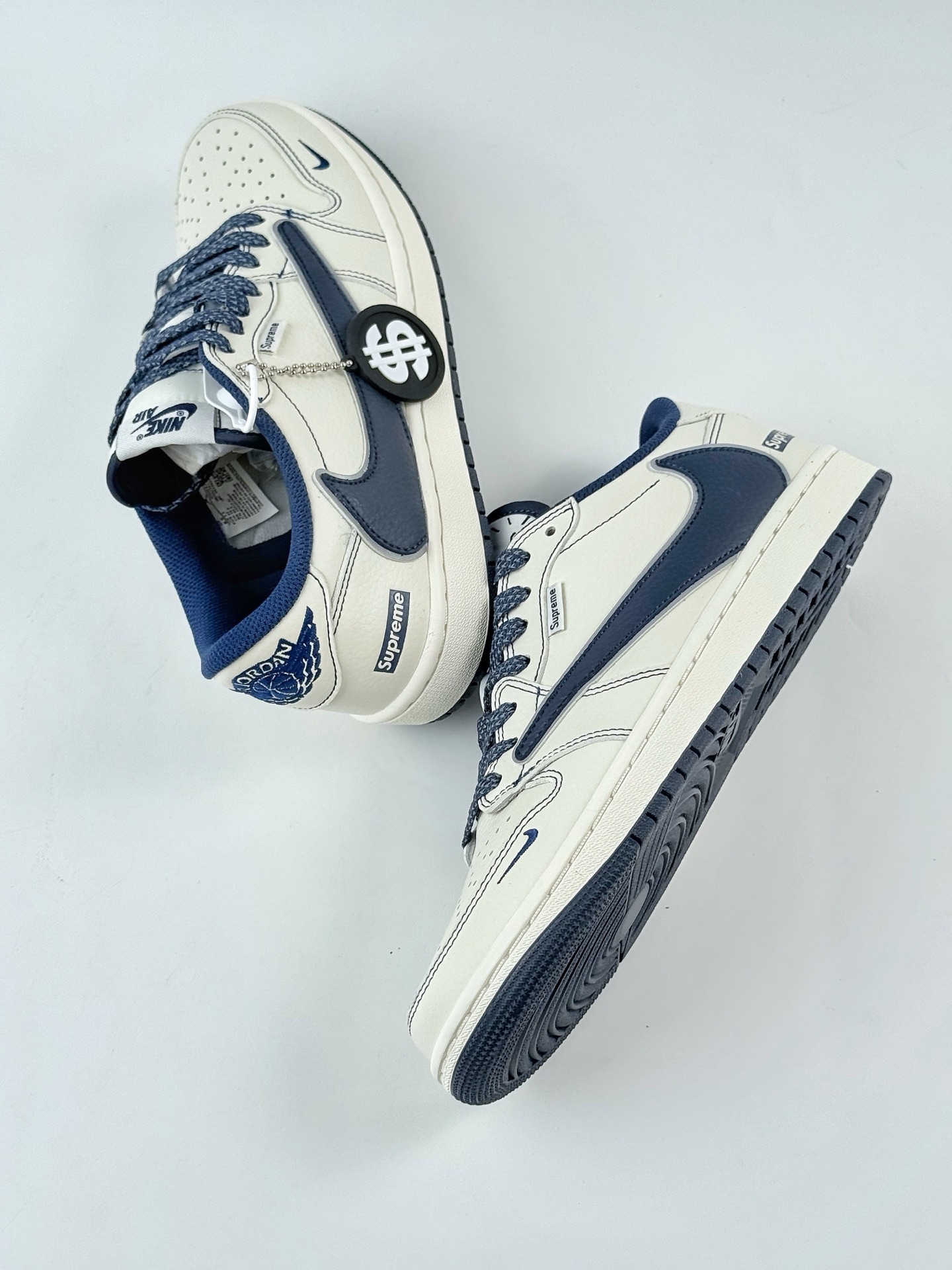 Travis Scott x Nike Air Jordan 1 Low x Supreme Air Jordan 1 Low 反转白蓝小钩满天星倒钩 DH0223-355
