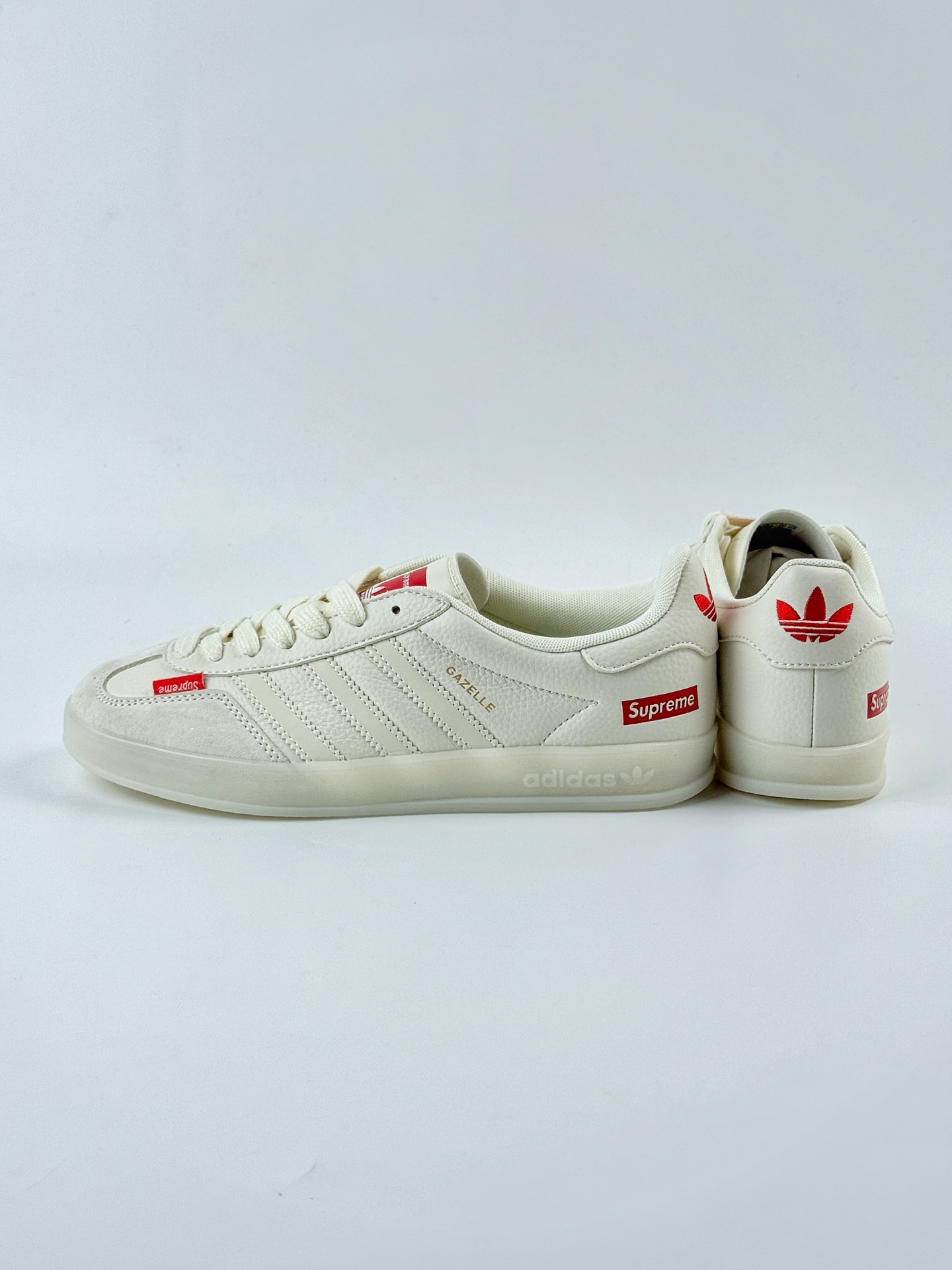 adidas Originals Gazelle INdoor x Supreme 白红 三叶草休闲防滑耐磨低帮板鞋 DM1234-007