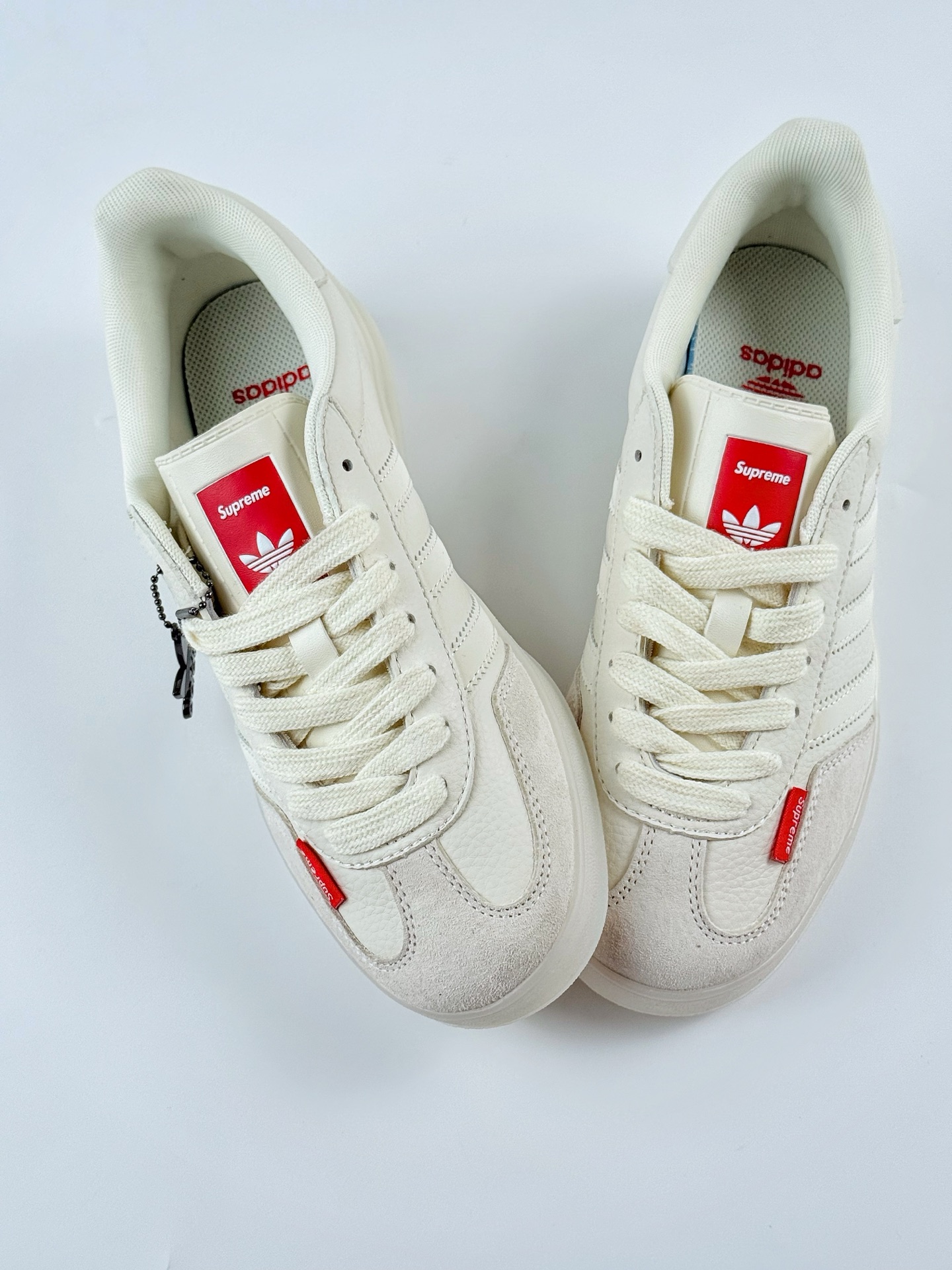 adidas Originals Gazelle INdoor x Supreme 白红 三叶草休闲防滑耐磨低帮板鞋 DM1234-007