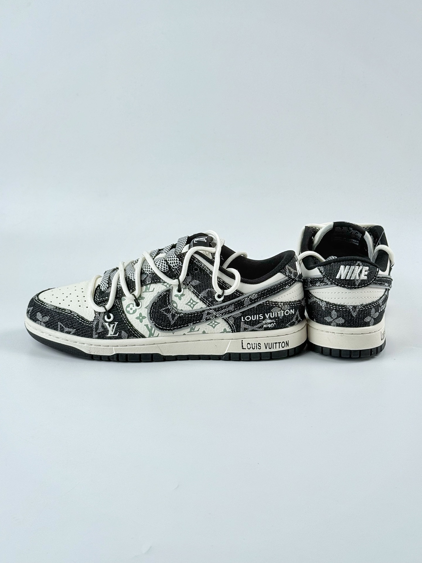 Nike SB Dunk Low x Louis Vuitton 黑白牛仔绑带满天星 YX5066-320
