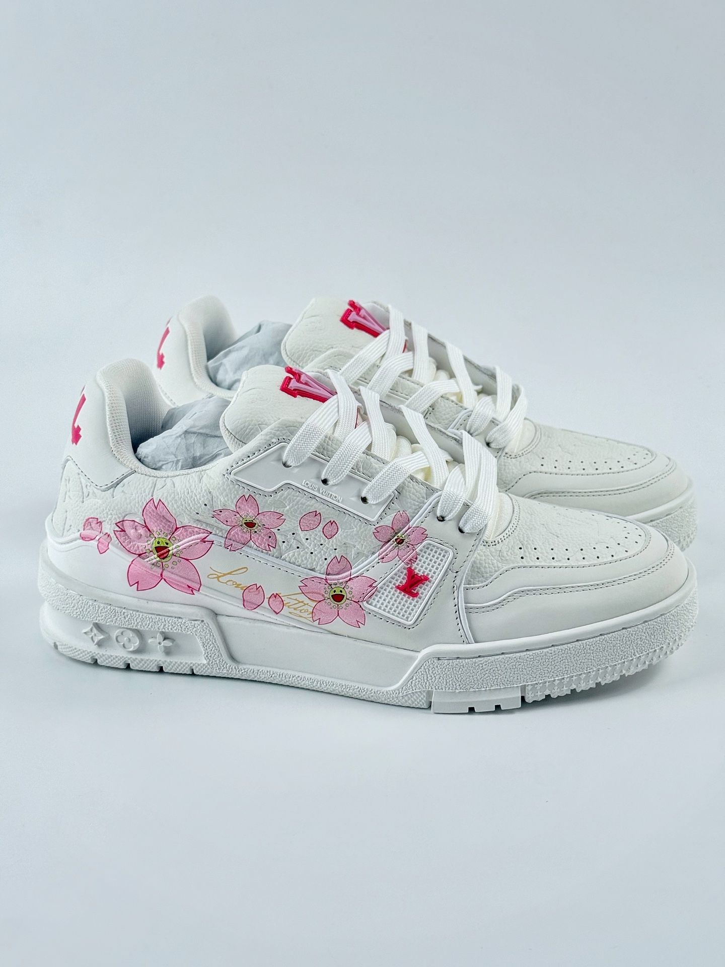 新货Louis Vuitton x 村上隆/Takashi Murakami 樱花系列 路易威登 LV Trainer 低帮休闲板鞋