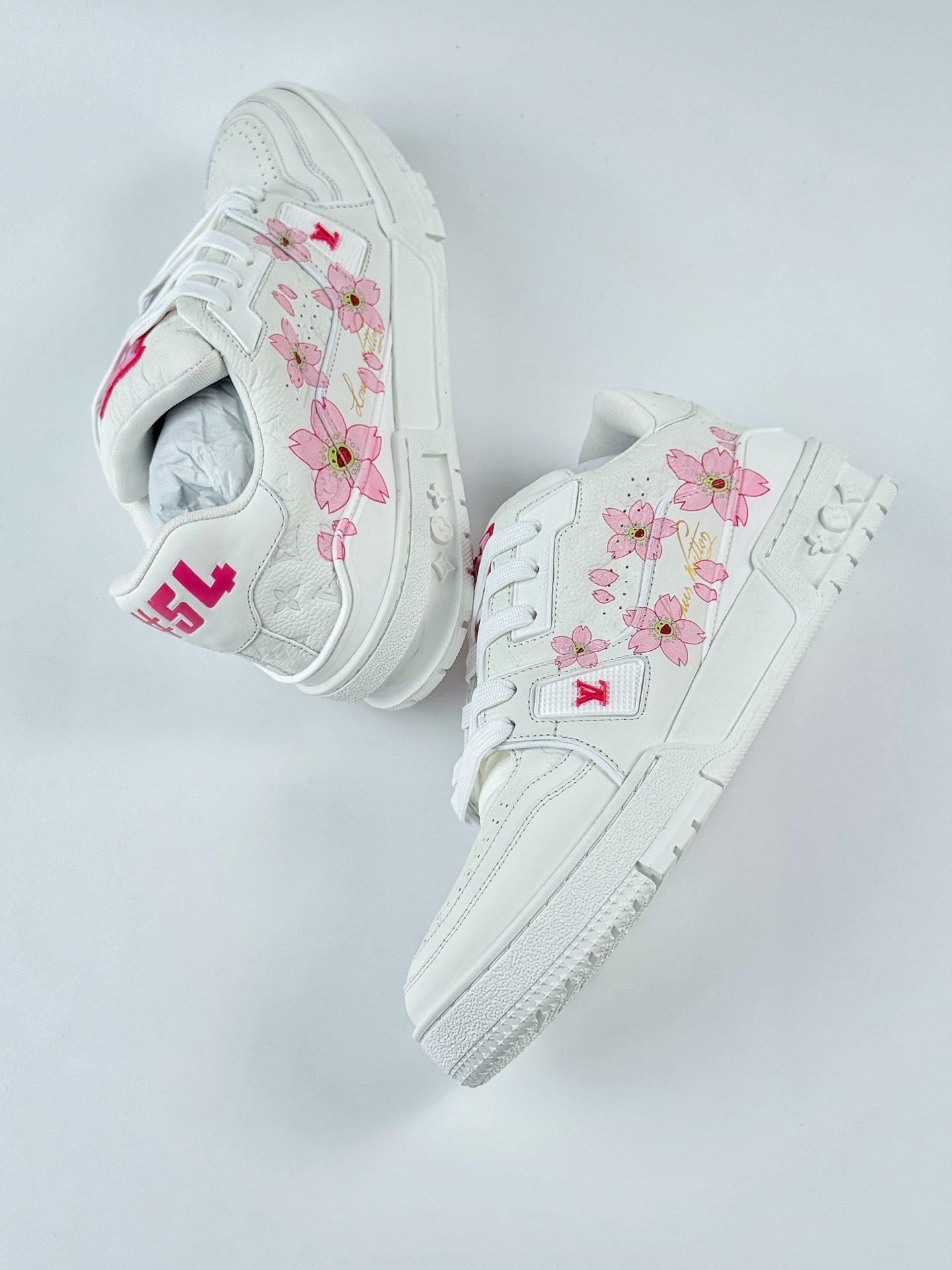 新货Louis Vuitton x 村上隆/Takashi Murakami 樱花系列 路易威登 LV Trainer 低帮休闲板鞋