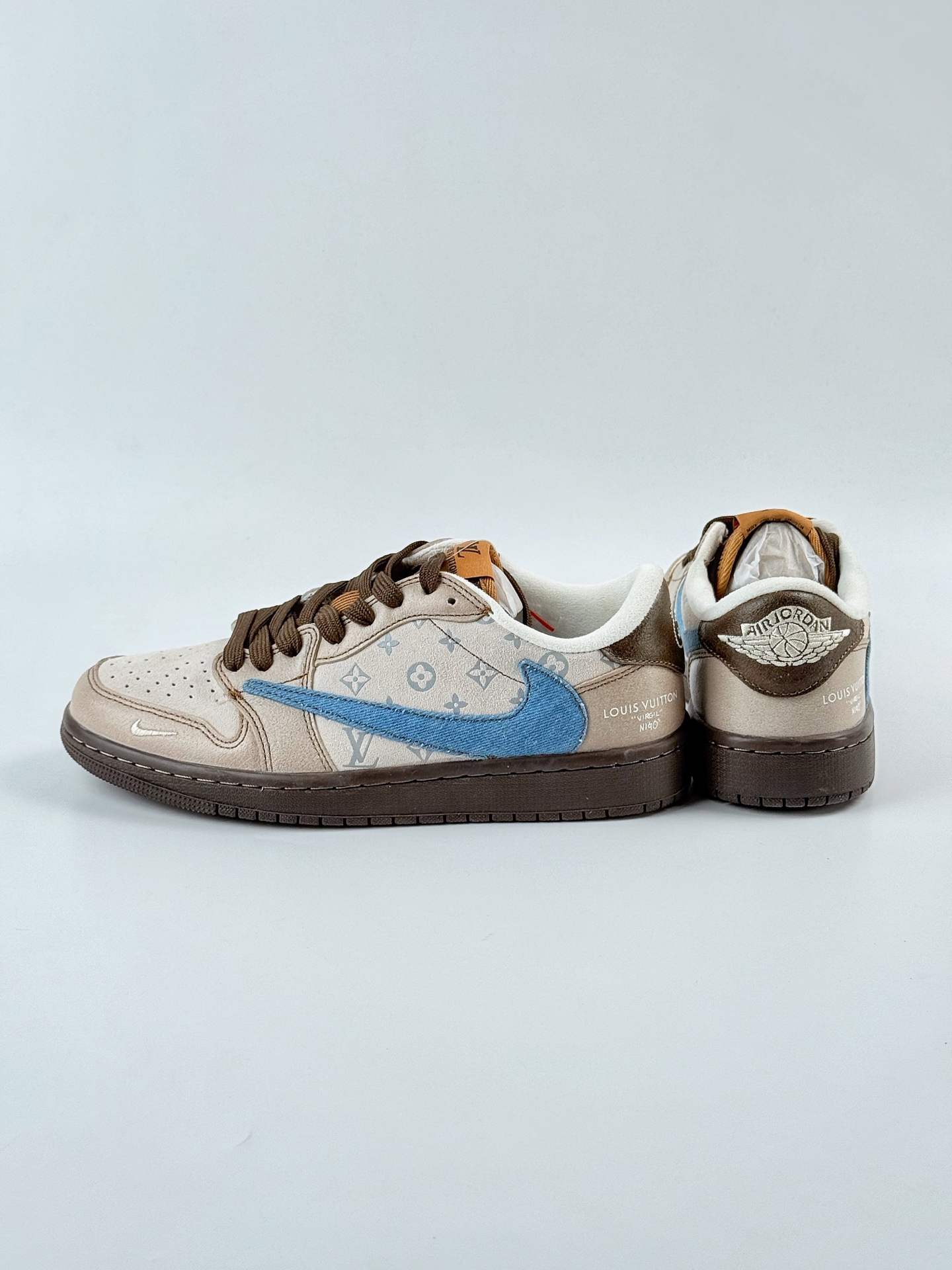 Travis Scott x Nike Air Jordan 1 Low x Louis Vuitton Air Jordan 1 Low 反转棕蓝倒钩 CH6336-022