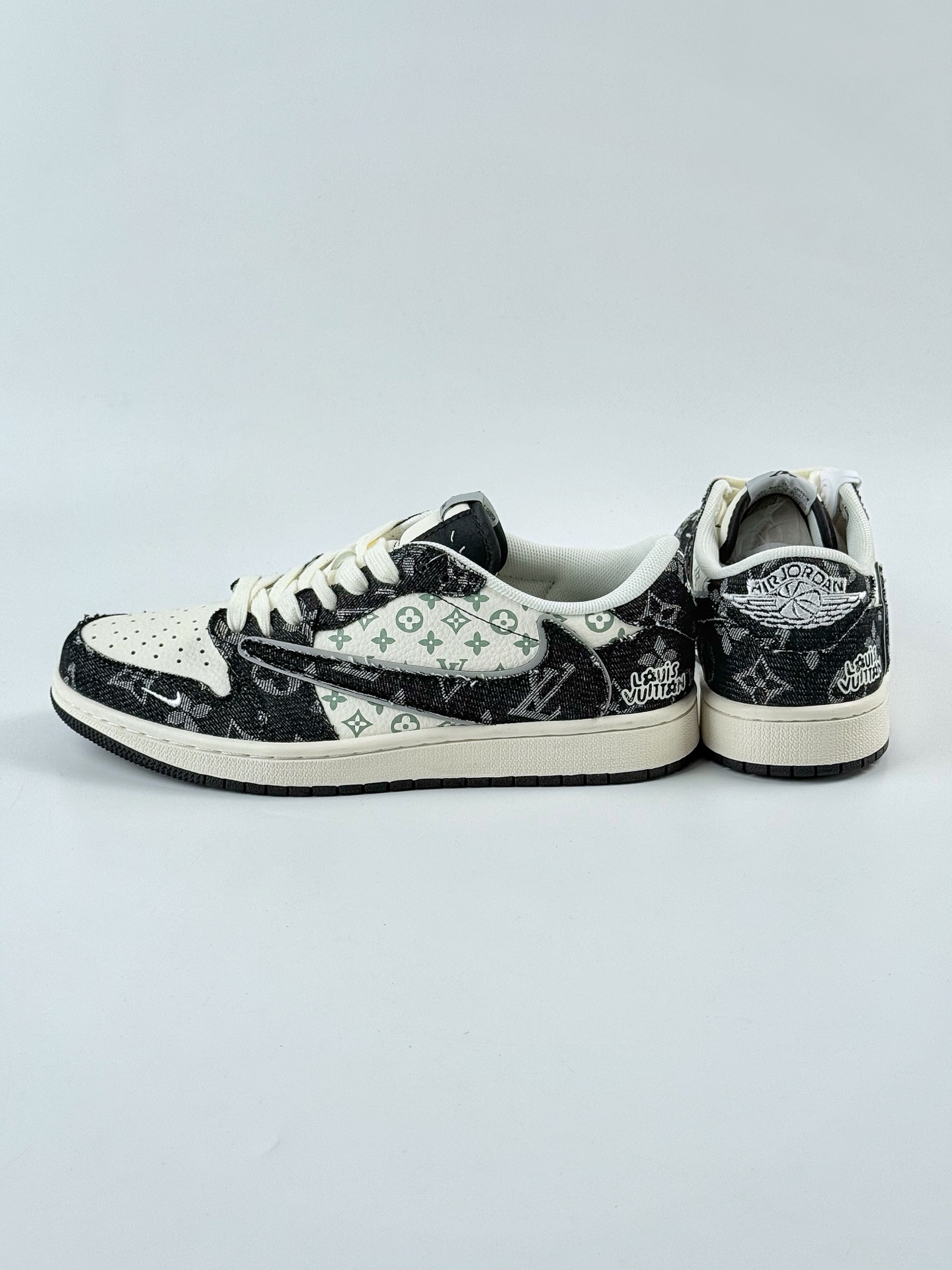 Travis Scott x Nike Air Jordan 1 Low x Louis Vuitton Air Jordan 1 Low 反转绿白棕小钩倒钩 XD0798-301