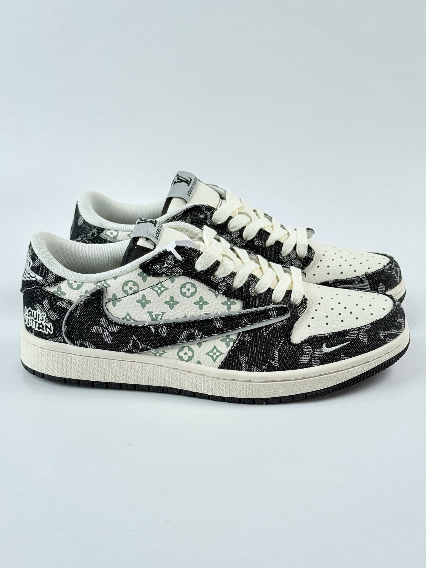 Travis Scott x Nike Air Jordan 1 Low x Louis Vuitton Air Jordan 1 Low 反转绿白棕小钩倒钩 XD0798-301
