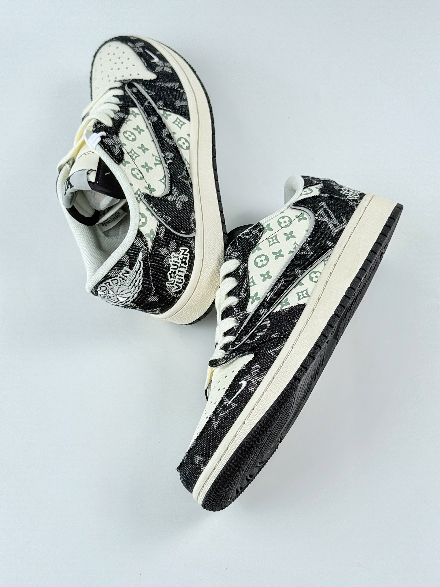Travis Scott x Nike Air Jordan 1 Low x Louis Vuitton Air Jordan 1 Low 反转绿白棕小钩倒钩 XD0798-301