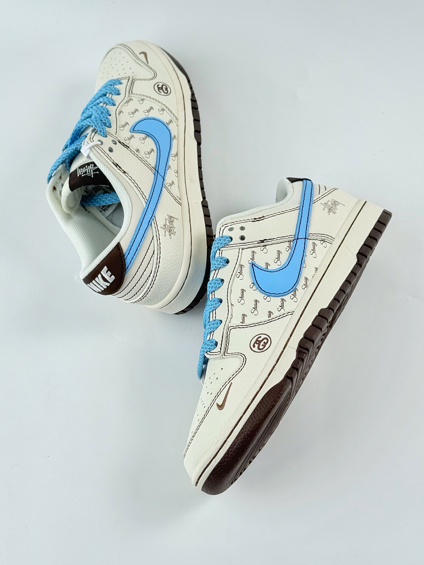 240 Nike SB Dunk Low x Stussy 白蓝小勾满天星 XF8698-081