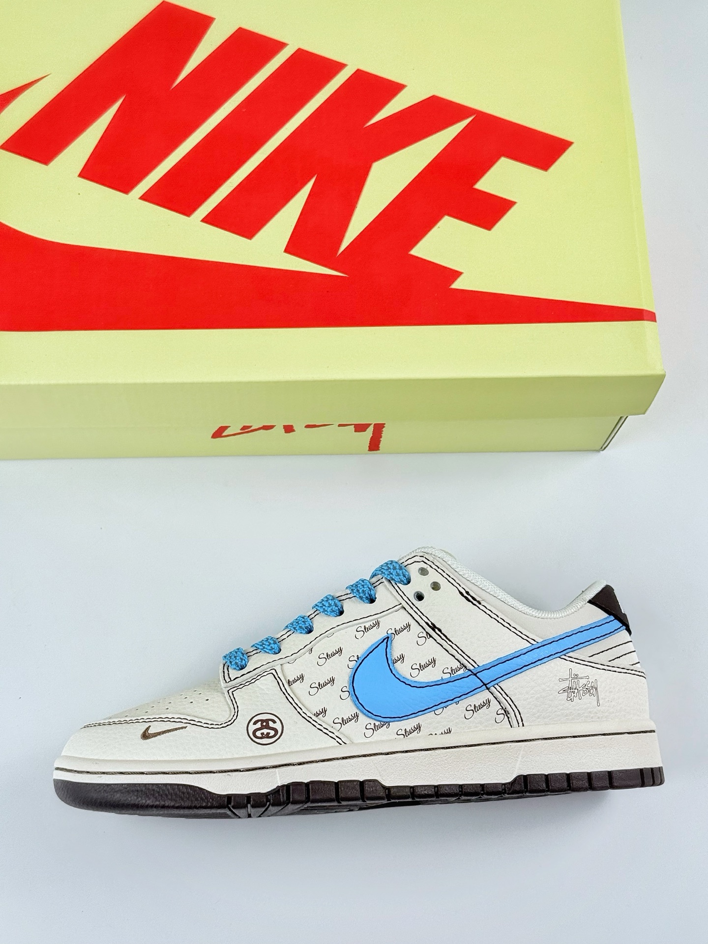 240 Nike SB Dunk Low x Stussy 白蓝小勾满天星 XF8698-081