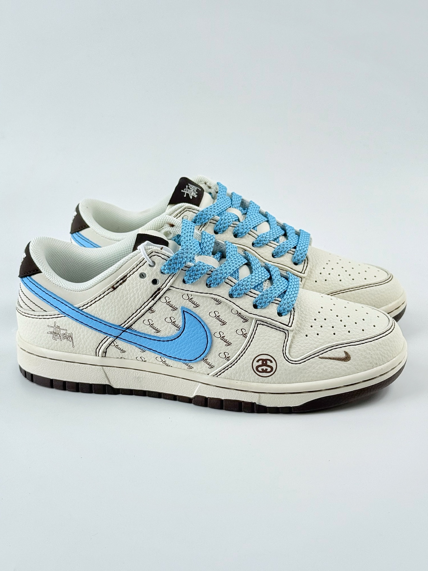 240 Nike SB Dunk Low x Stussy 白蓝小勾满天星 XF8698-081