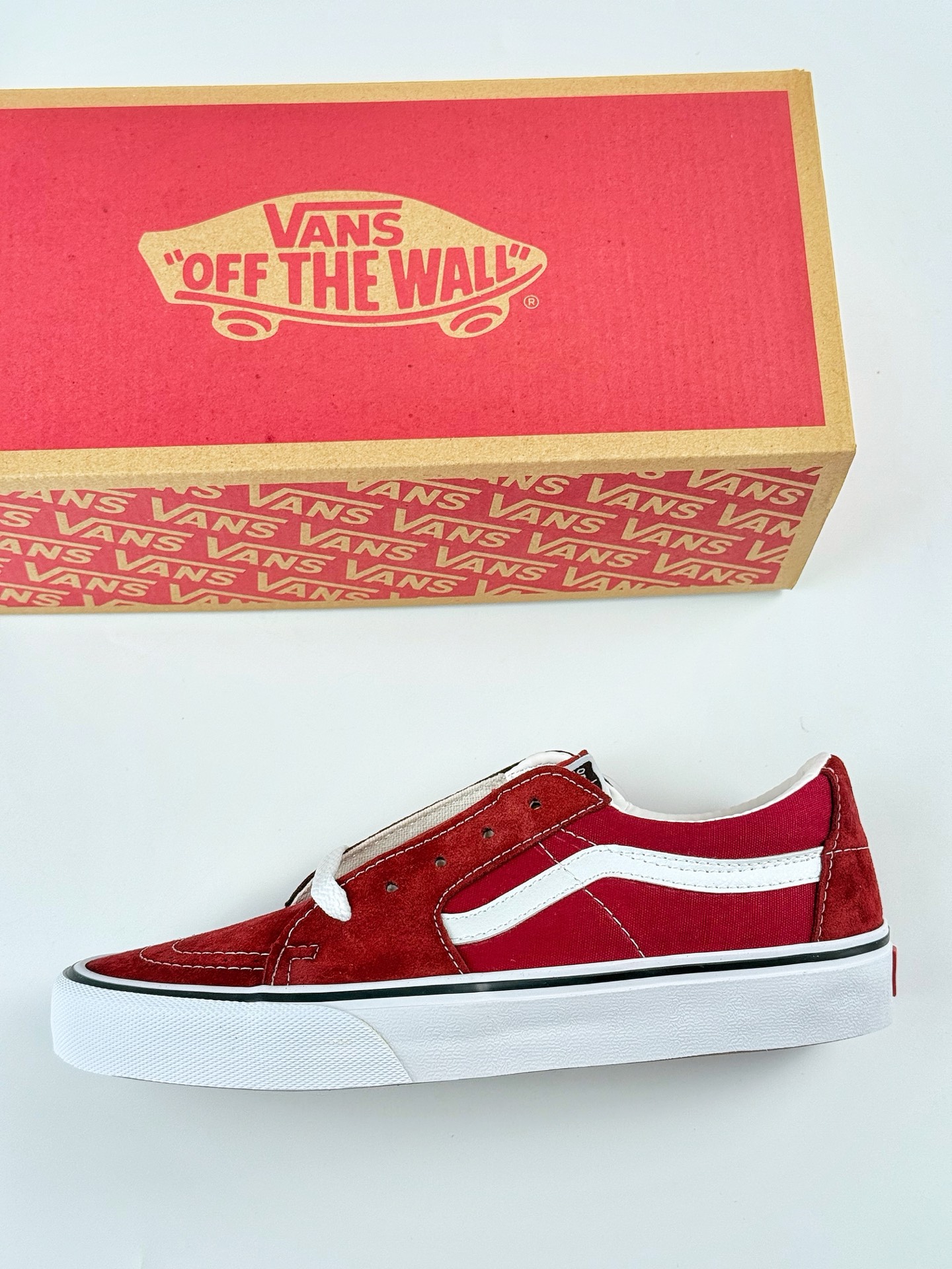 VANS范斯Sk8-Low 2022夏季新款 复古白红拼接低帮情侣运动休闲帆布鞋滑板鞋 VN0A4UUK5U7YK