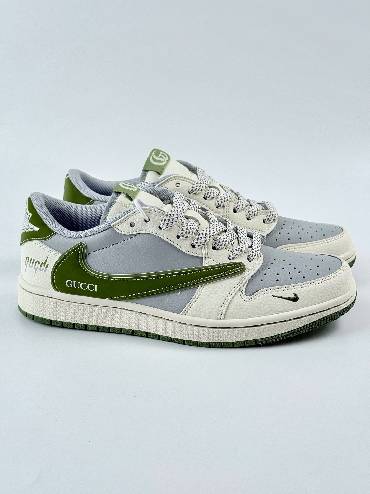 Travis Scott x Nike Air Jordan 1 Low x GUCCI Air Jordan 1 Low 反转白灰绿小钩满天星倒钩 HS8068-007