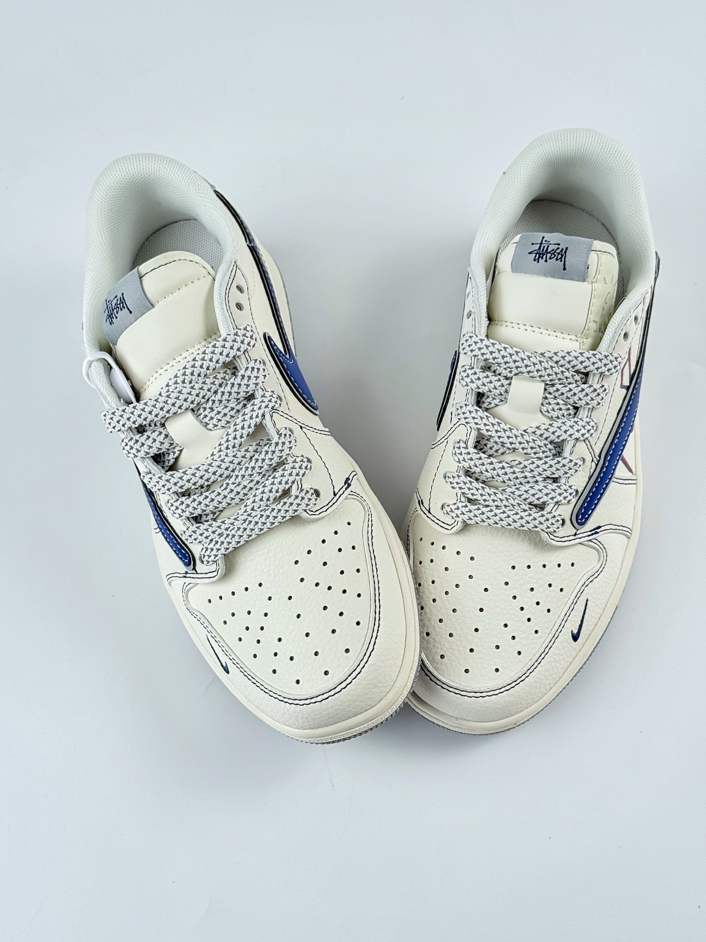 Travis Scott x Nike Air Jordan 1 Low x Stussy Air Jordan 1 Low 反转白蓝灰小勾满天星倒钩 HS8068-005
