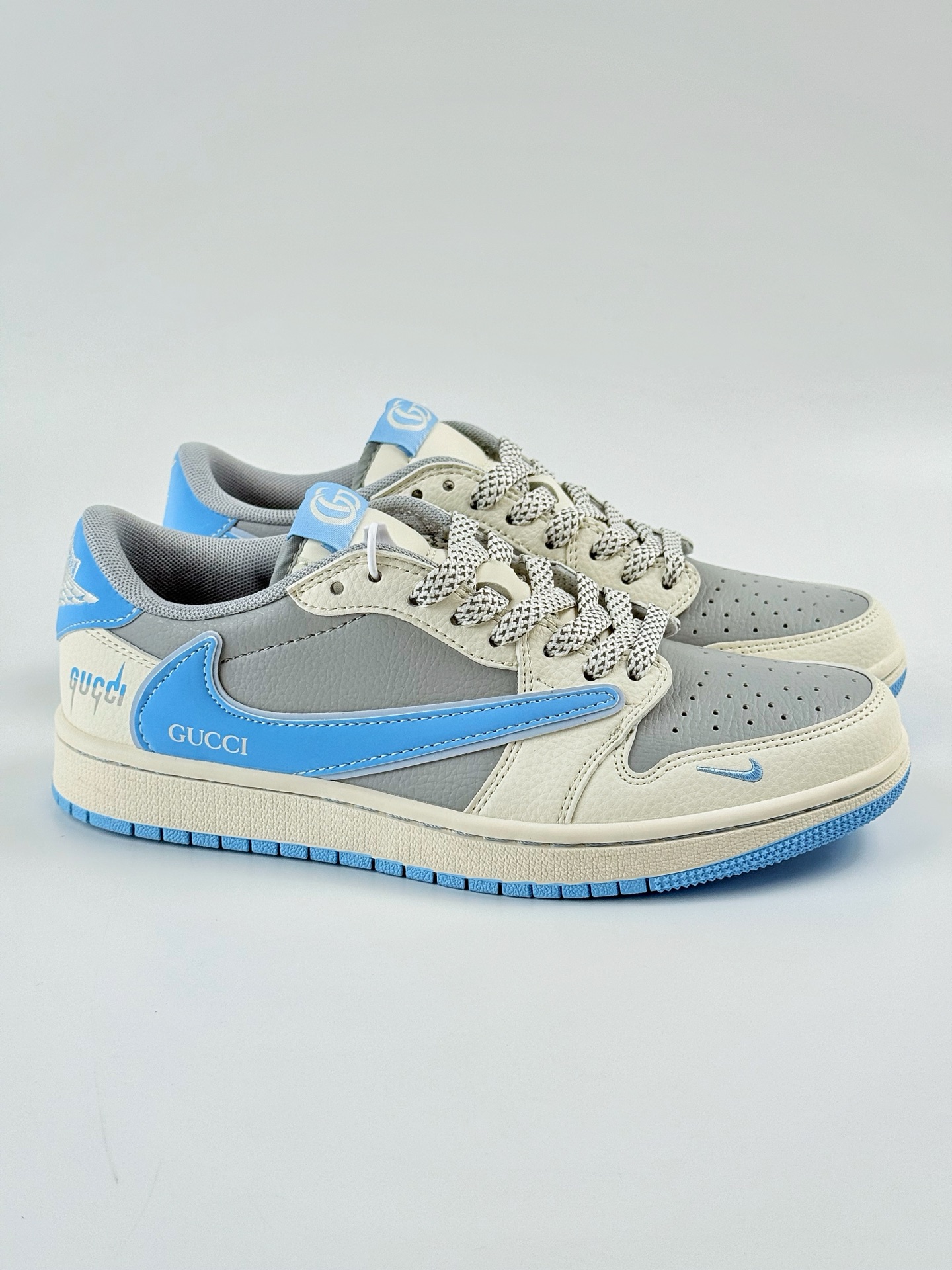 260 Travis Scott x Nike Air Jordan 1 Low x GUCCI Air Jordan 1 Low 反转白蓝灰小钩满天星倒钩 HS8068-008