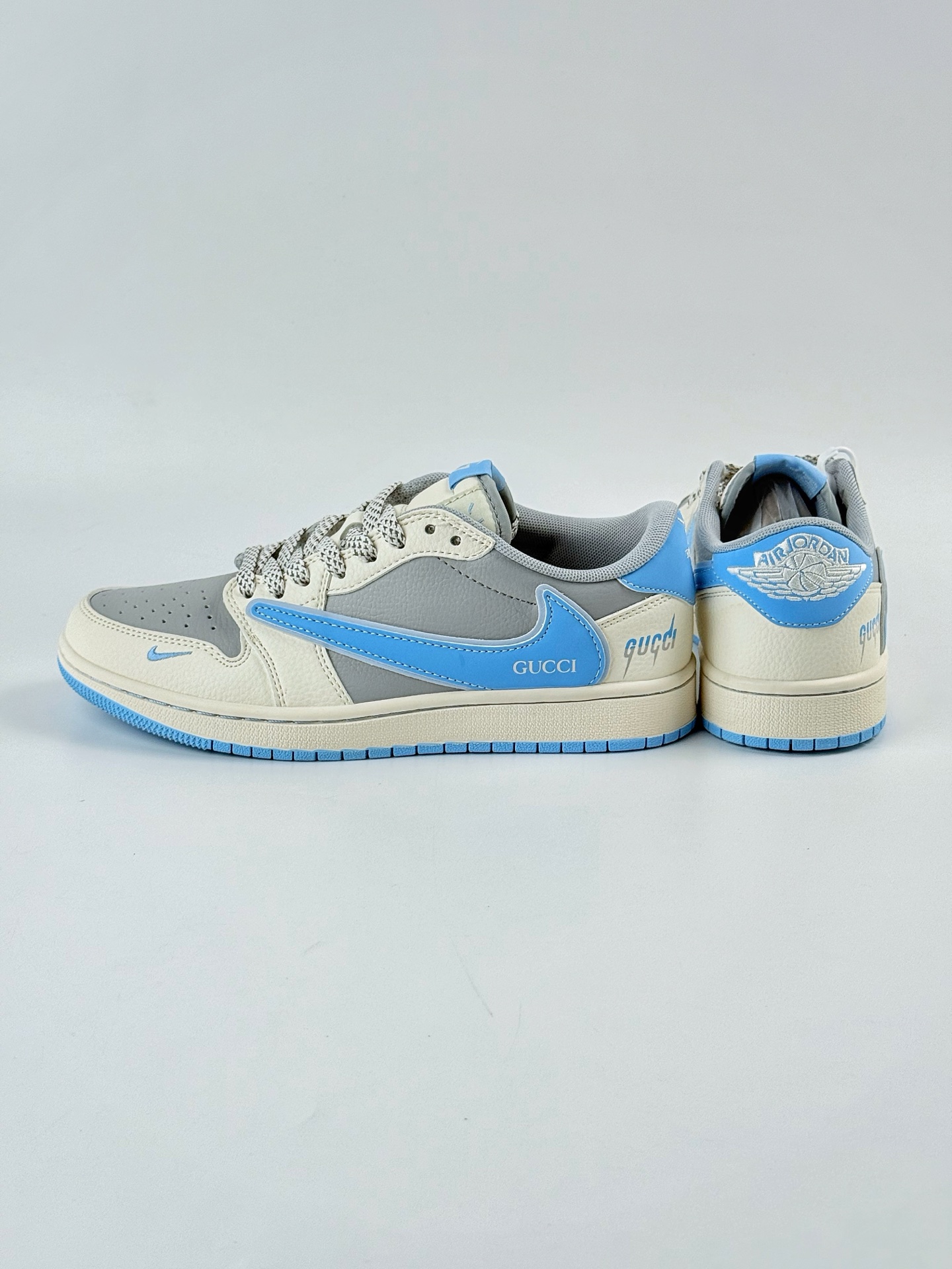 260 Travis Scott x Nike Air Jordan 1 Low x GUCCI Air Jordan 1 Low 反转白蓝灰小钩满天星倒钩 HS8068-008