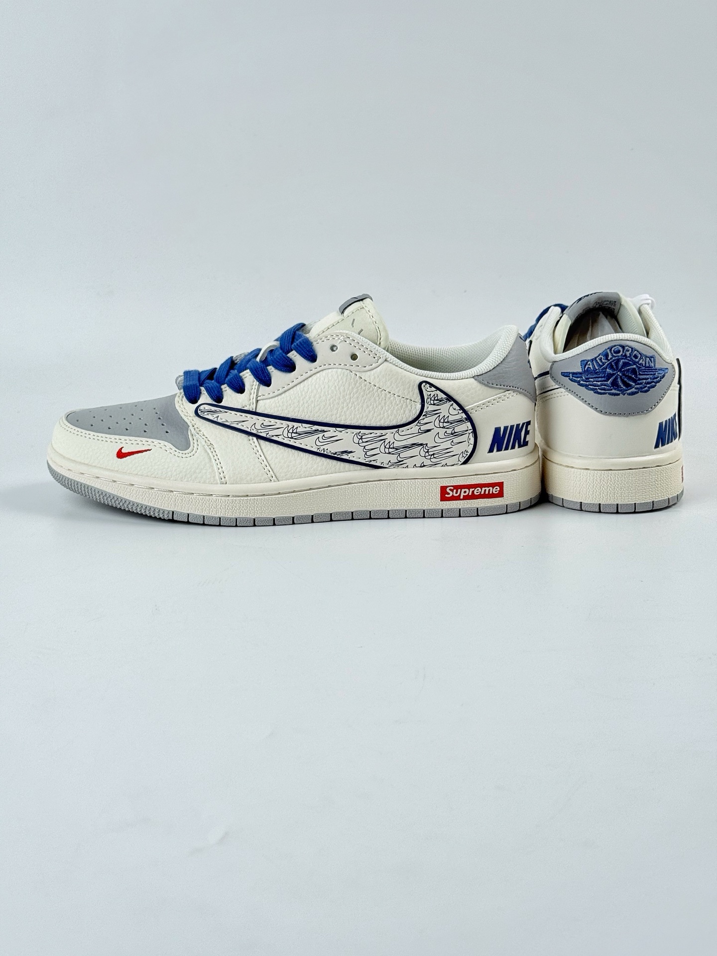 Travis Scott x Nike Air Jordan 1 Low x superme Air Jordan 1 Low 反转白灰蓝小勾倒钩  XS7089-597
