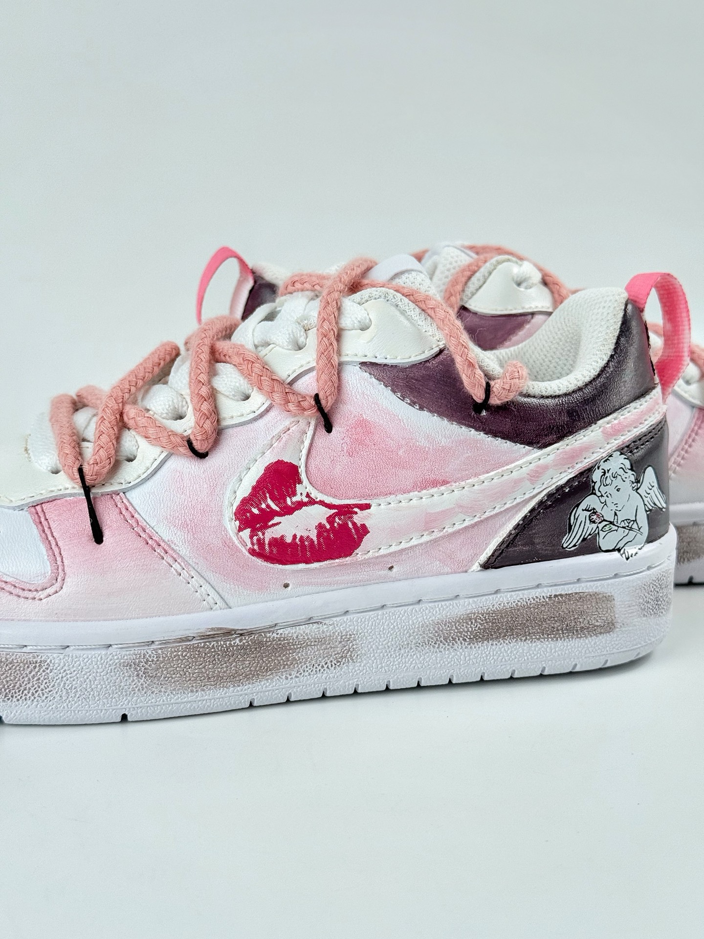 NIKE Court Borough Low 2 FP 吻箭倾心 白粉 休闲运动板鞋 纯原版本 低帮百搭透气休闲运动板鞋 BQ5448-216