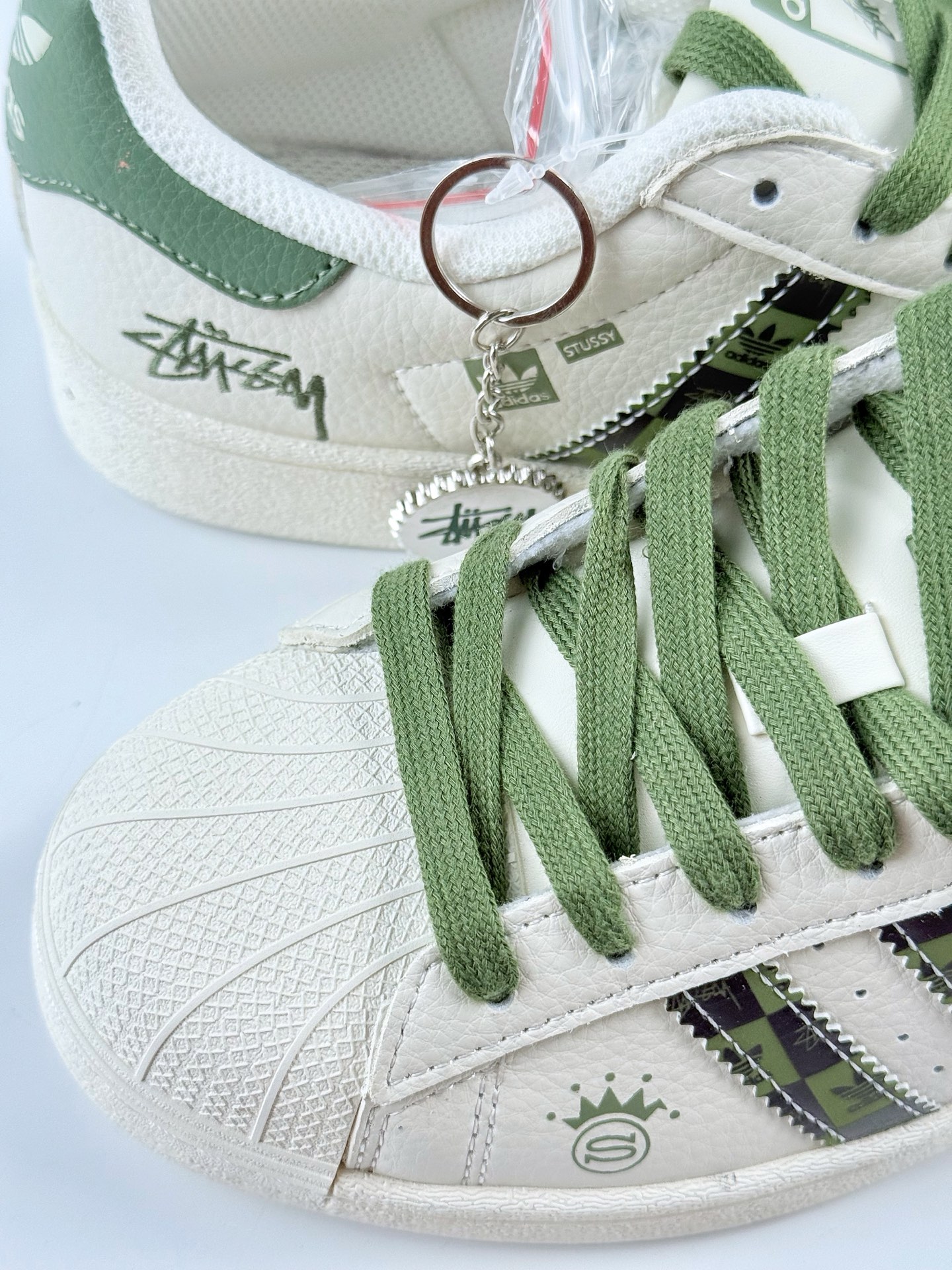 AD Originals Superstar x Stussy 白绿  XS0009