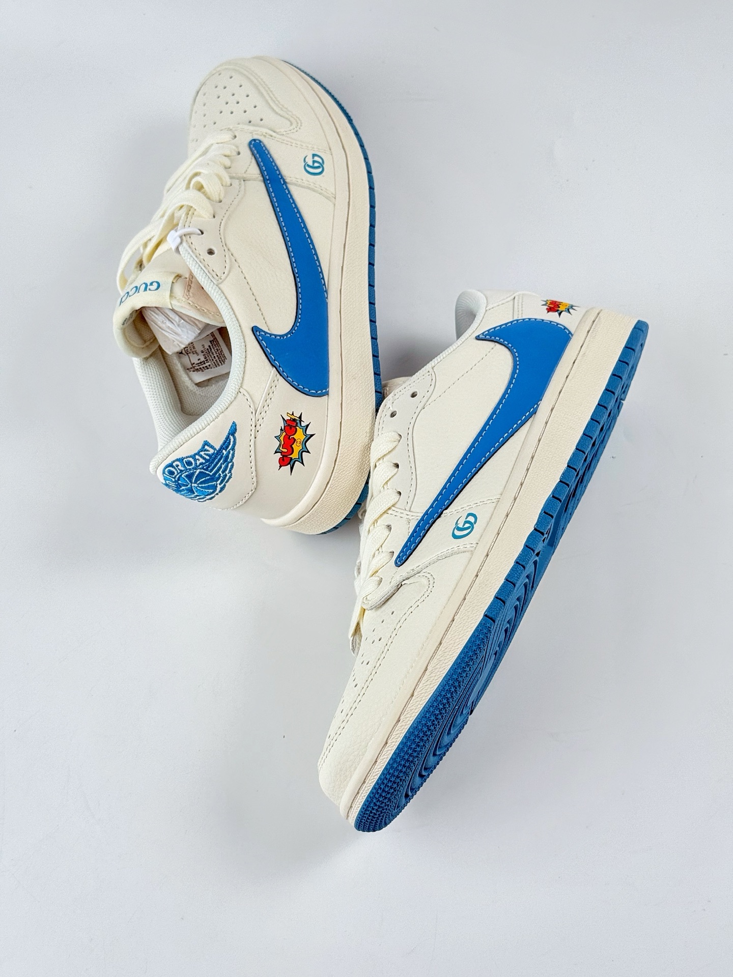 Travis Scott x Nike Air Jordan 1 Low x GUCCI Air Jordan 1 Low 反转白蓝倒钩  ZH2598-165