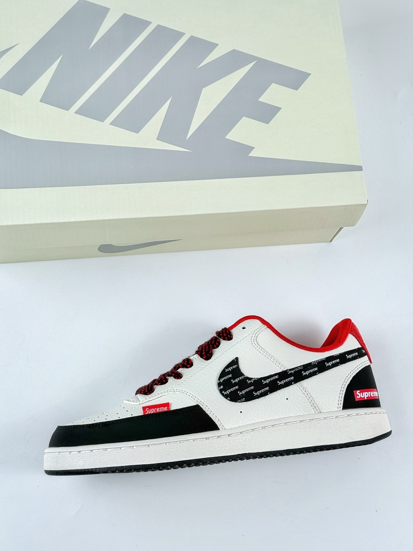 Nike Court Vision Low x Supreme 黑白红满天星 休闲运动板鞋  FD5188-132