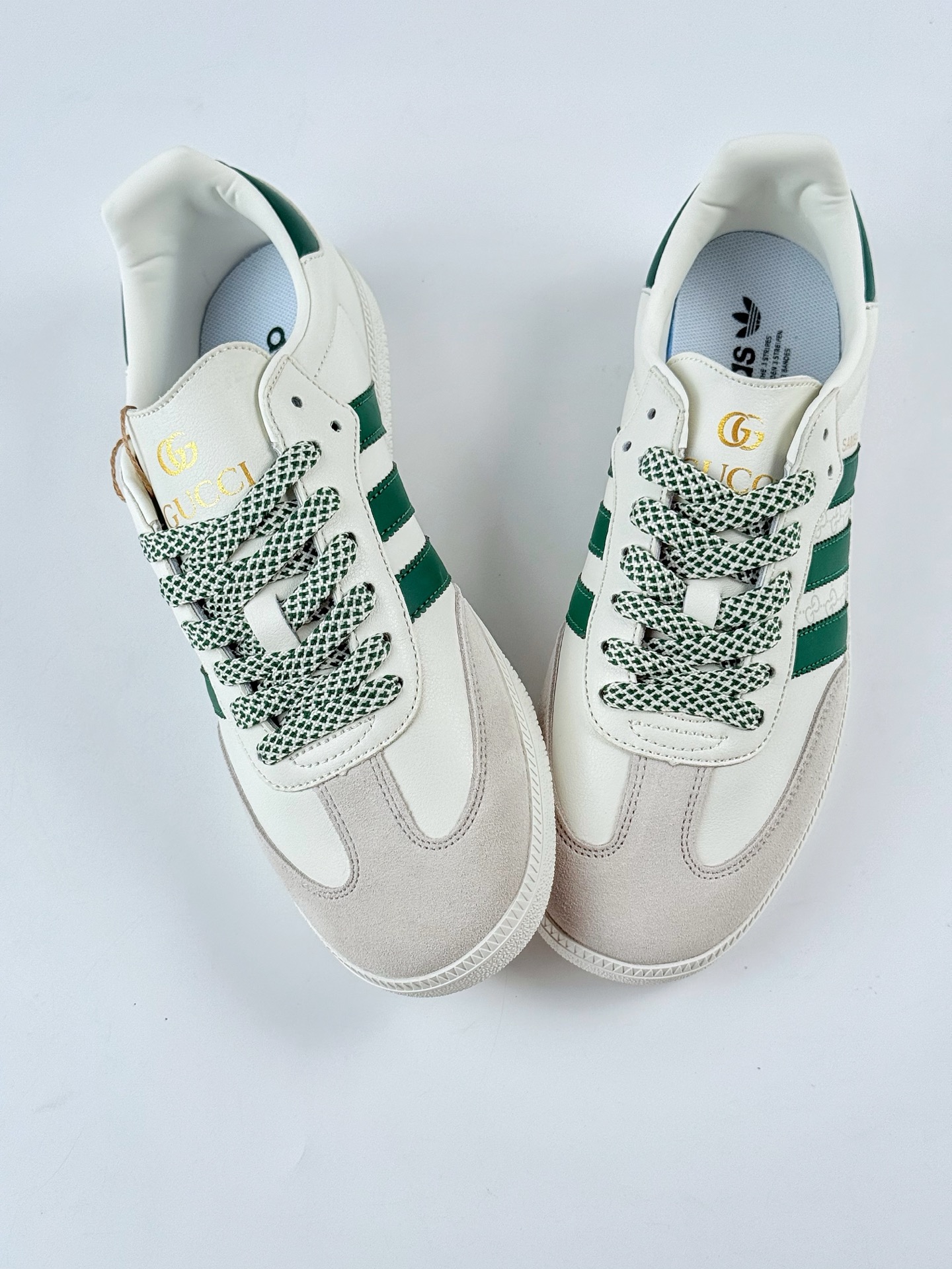 adidas originals Samba OG x GUCCI 灰白绿满天星 桑巴舞系列复古经典轻便板鞋  GJ75815