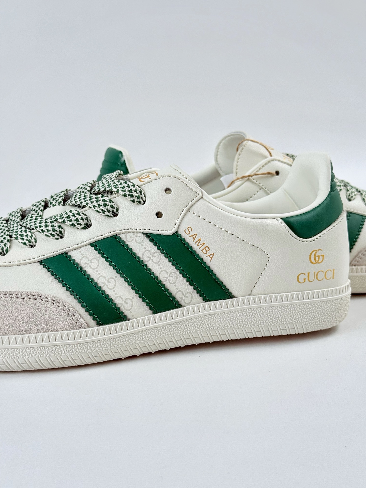 adidas originals Samba OG x GUCCI 灰白绿满天星 桑巴舞系列复古经典轻便板鞋  GJ75815