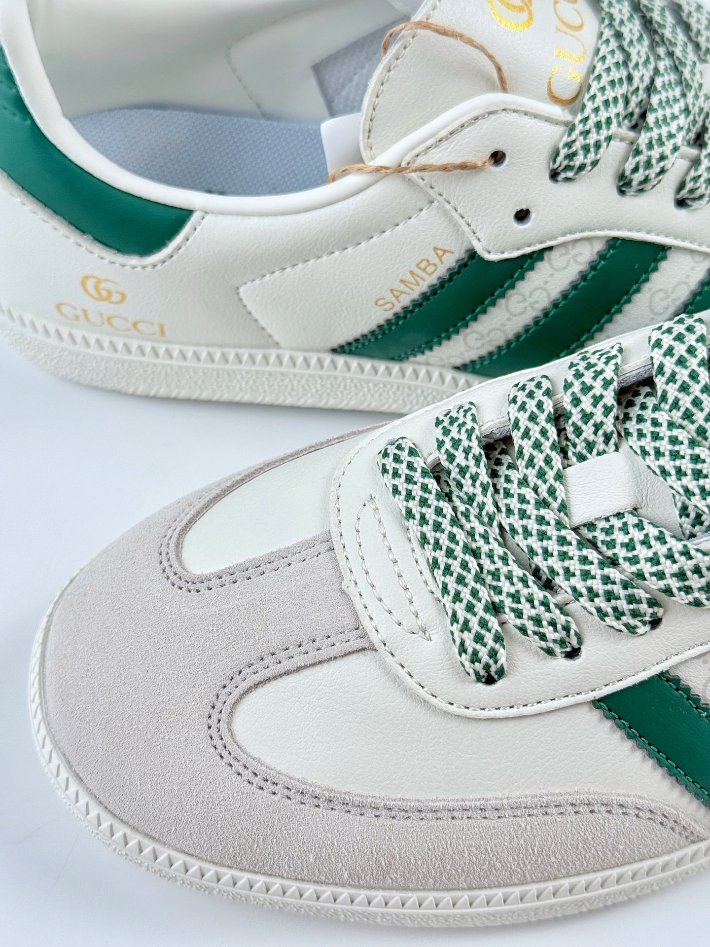 adidas originals Samba OG x GUCCI 灰白绿满天星 桑巴舞系列复古经典轻便板鞋  GJ75815