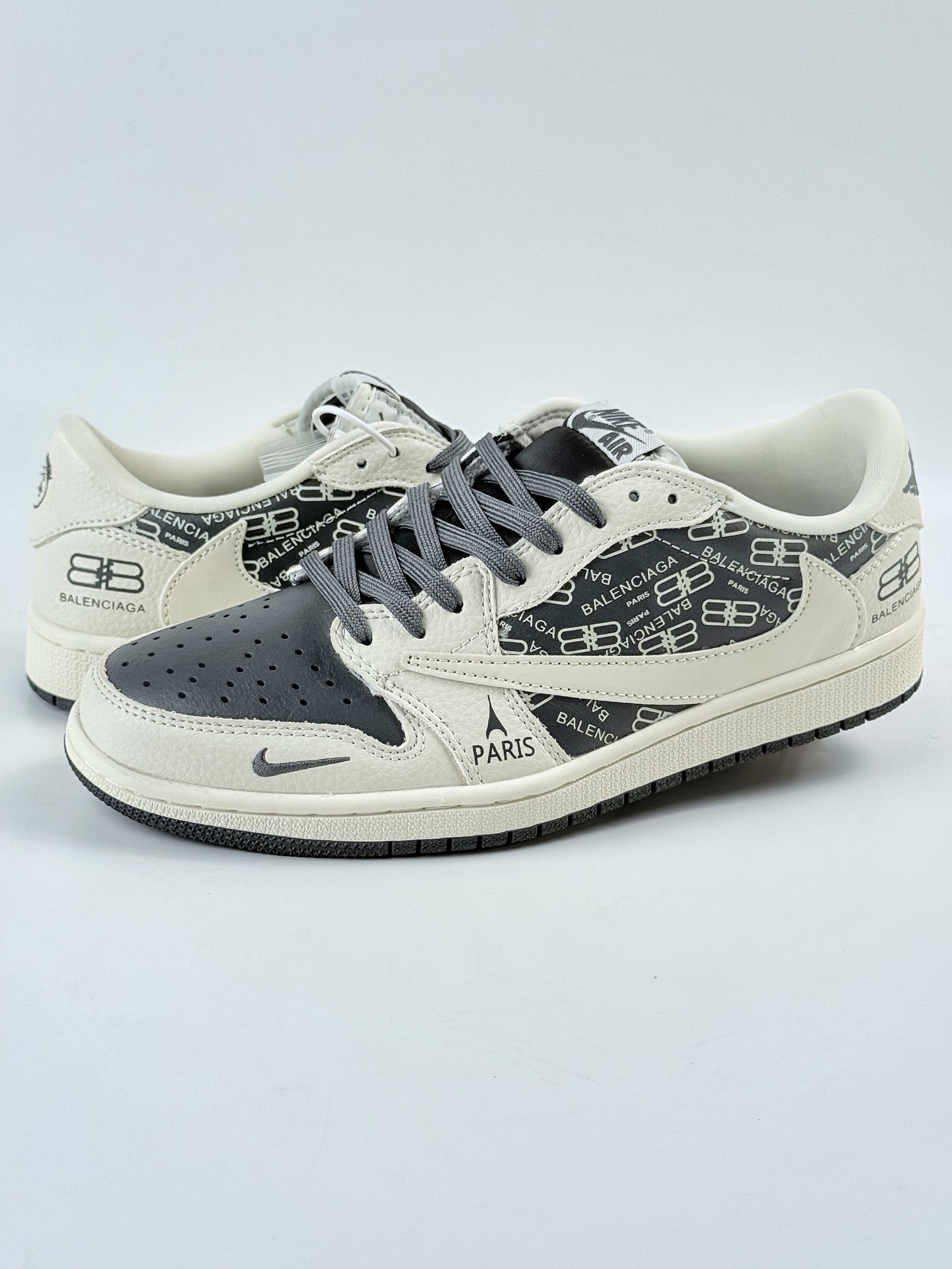 Travis Scott x Nike Air Jordan 1 Low x Balenciaga Air Jordan 1 Low 反转白灰小勾倒钩  LD2025-019