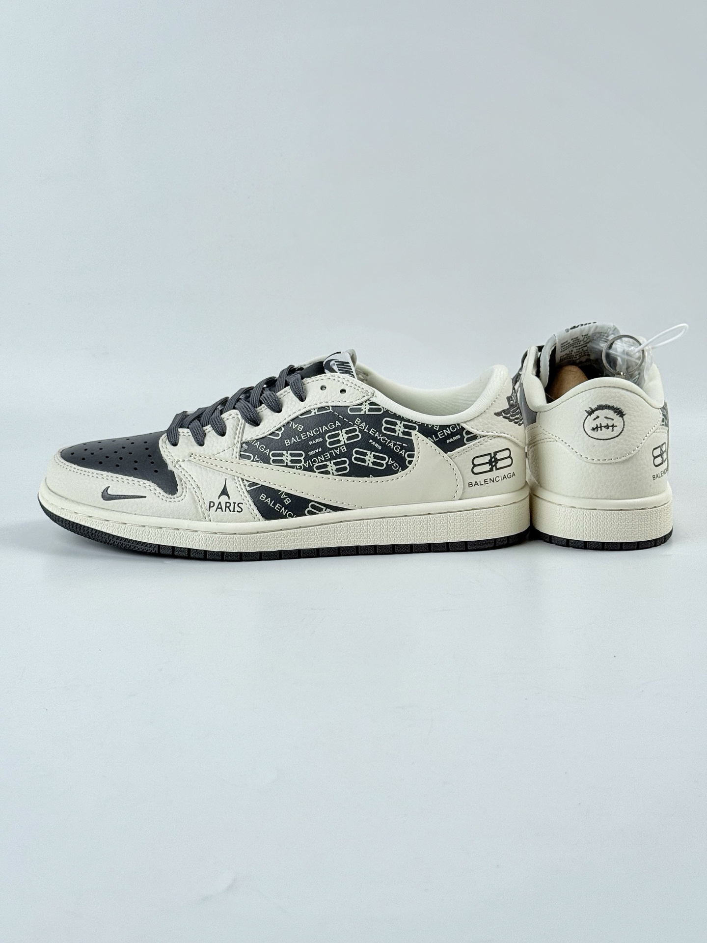 Travis Scott x Nike Air Jordan 1 Low x Balenciaga Air Jordan 1 Low 反转白灰小勾倒钩  LD2025-019