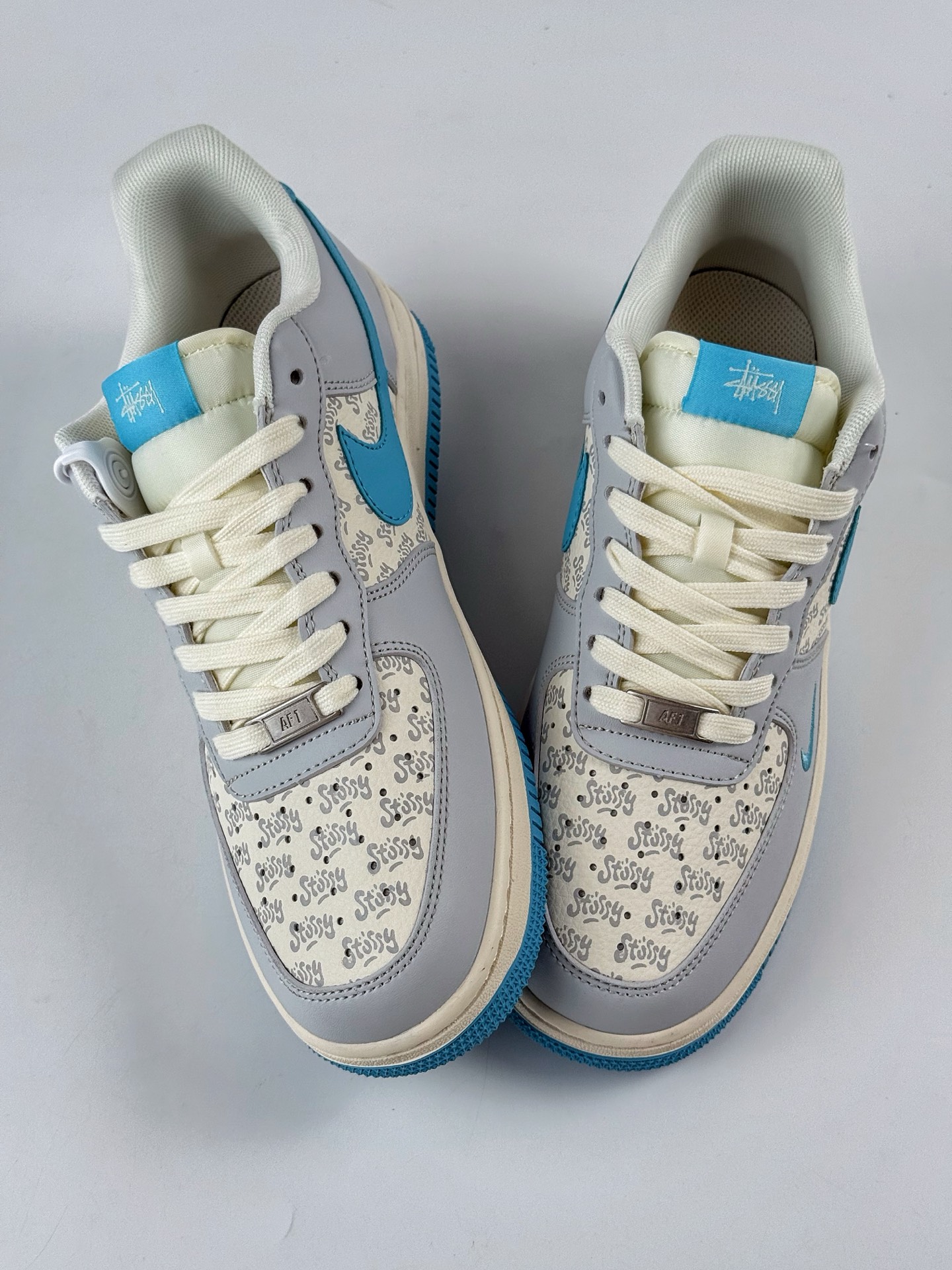 260 Nike Air Force 1 Low 07 x Stussy 灰白蓝小勾 JJ2508-717