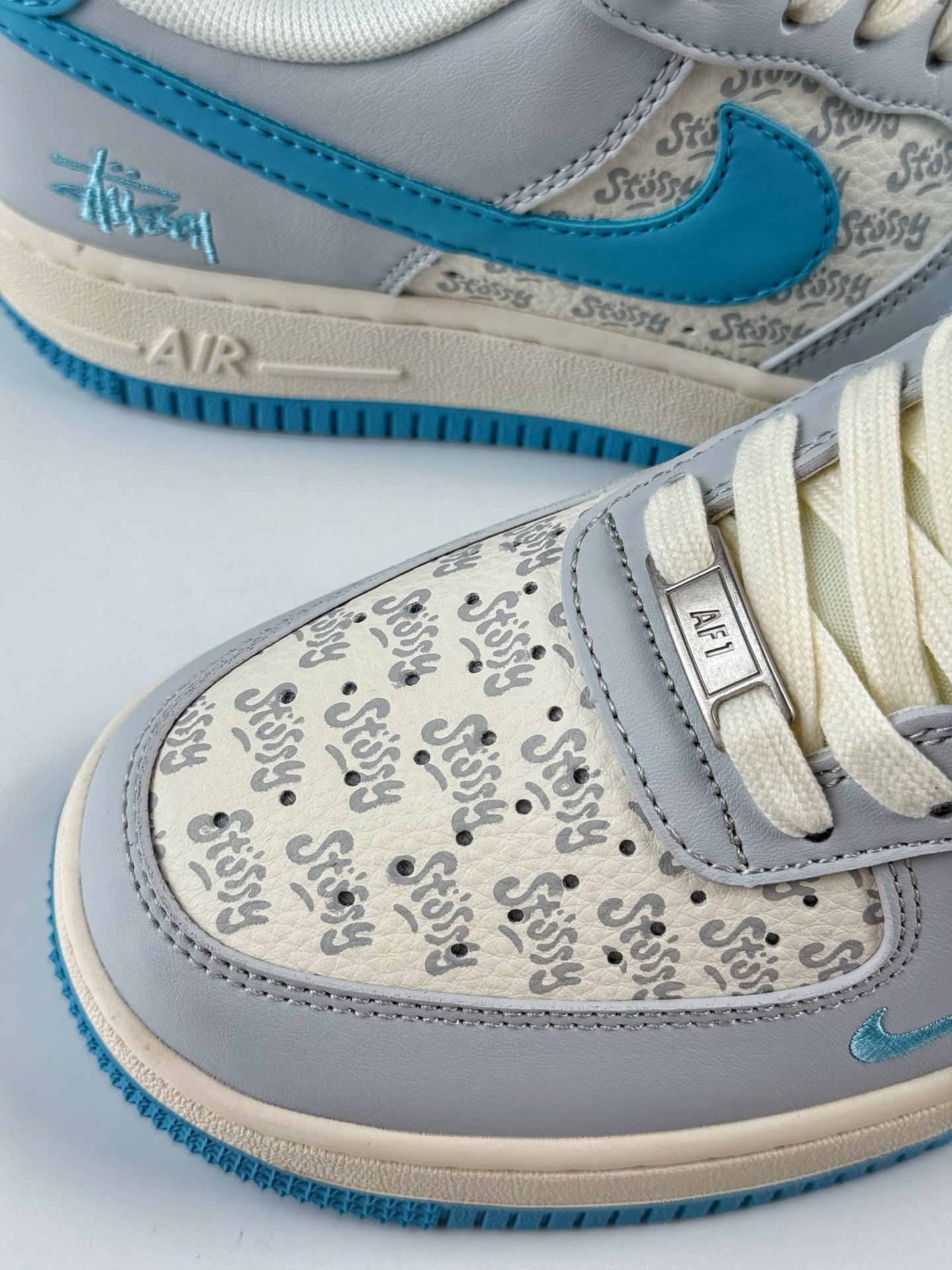 260 Nike Air Force 1 Low 07 x Stussy 灰白蓝小勾 JJ2508-717