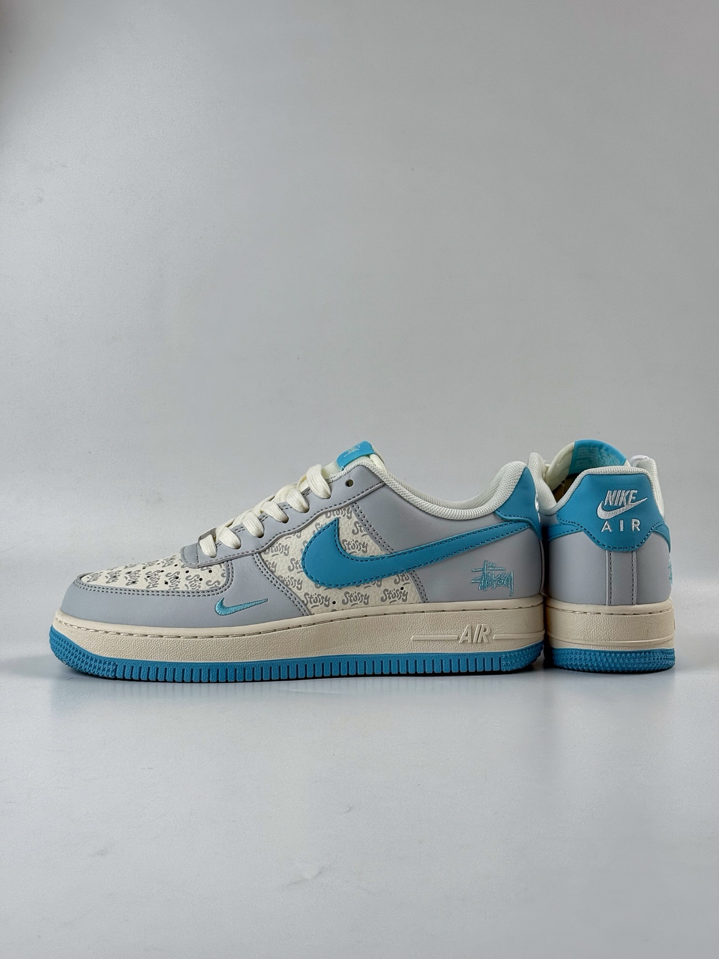 260 Nike Air Force 1 Low 07 x Stussy 灰白蓝小勾 JJ2508-717