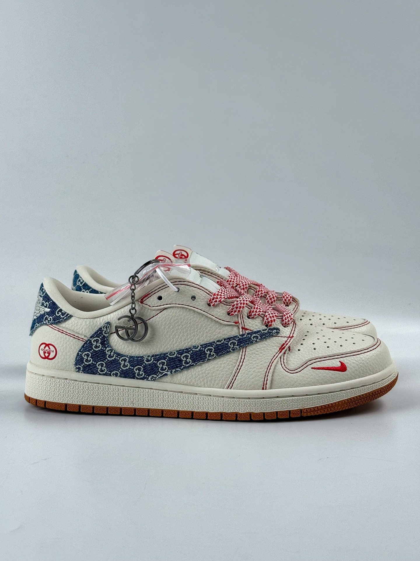 280 Travis Scott x Nike Air Jordan 1 Low x GUCCI Air Jordan 1 Low 反转白红牛仔小勾满天星倒钩 XQ1979-001