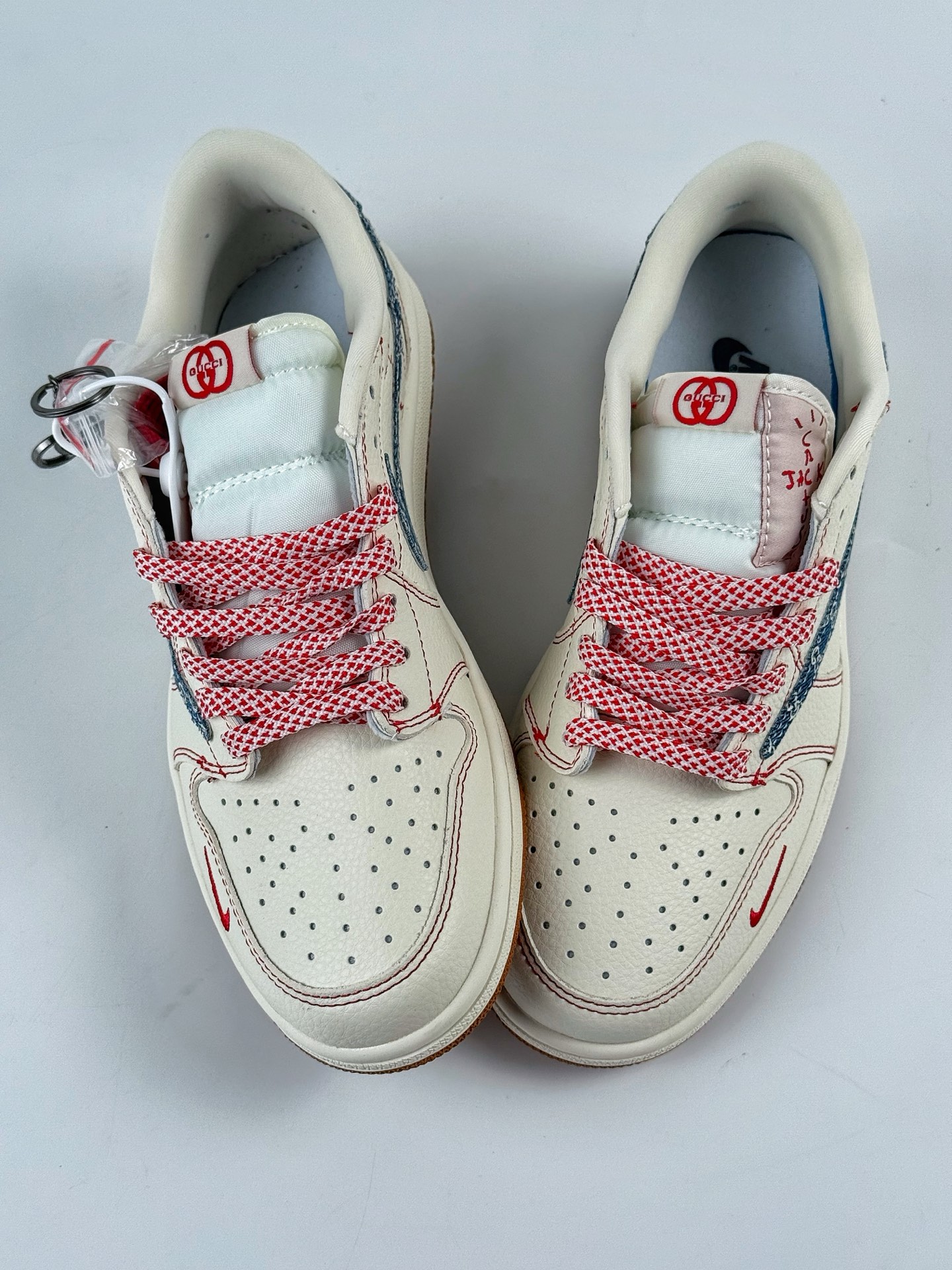 280 Travis Scott x Nike Air Jordan 1 Low x GUCCI Air Jordan 1 Low 反转白红牛仔小勾满天星倒钩 XQ1979-001