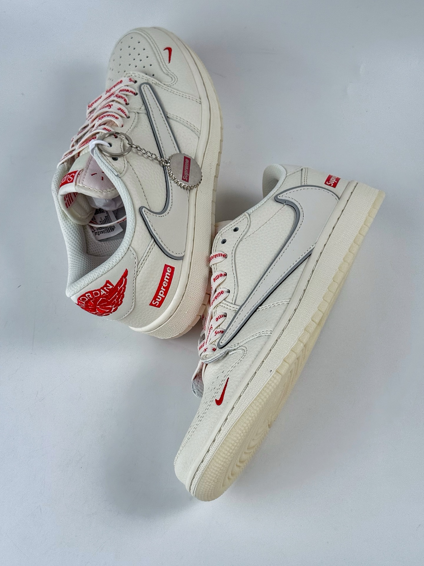280 Travis Scott x Nike Air Jordan 1 Low x Supreme Air Jordan 1 Low 反转米白红小勾倒钩 XX3168-188