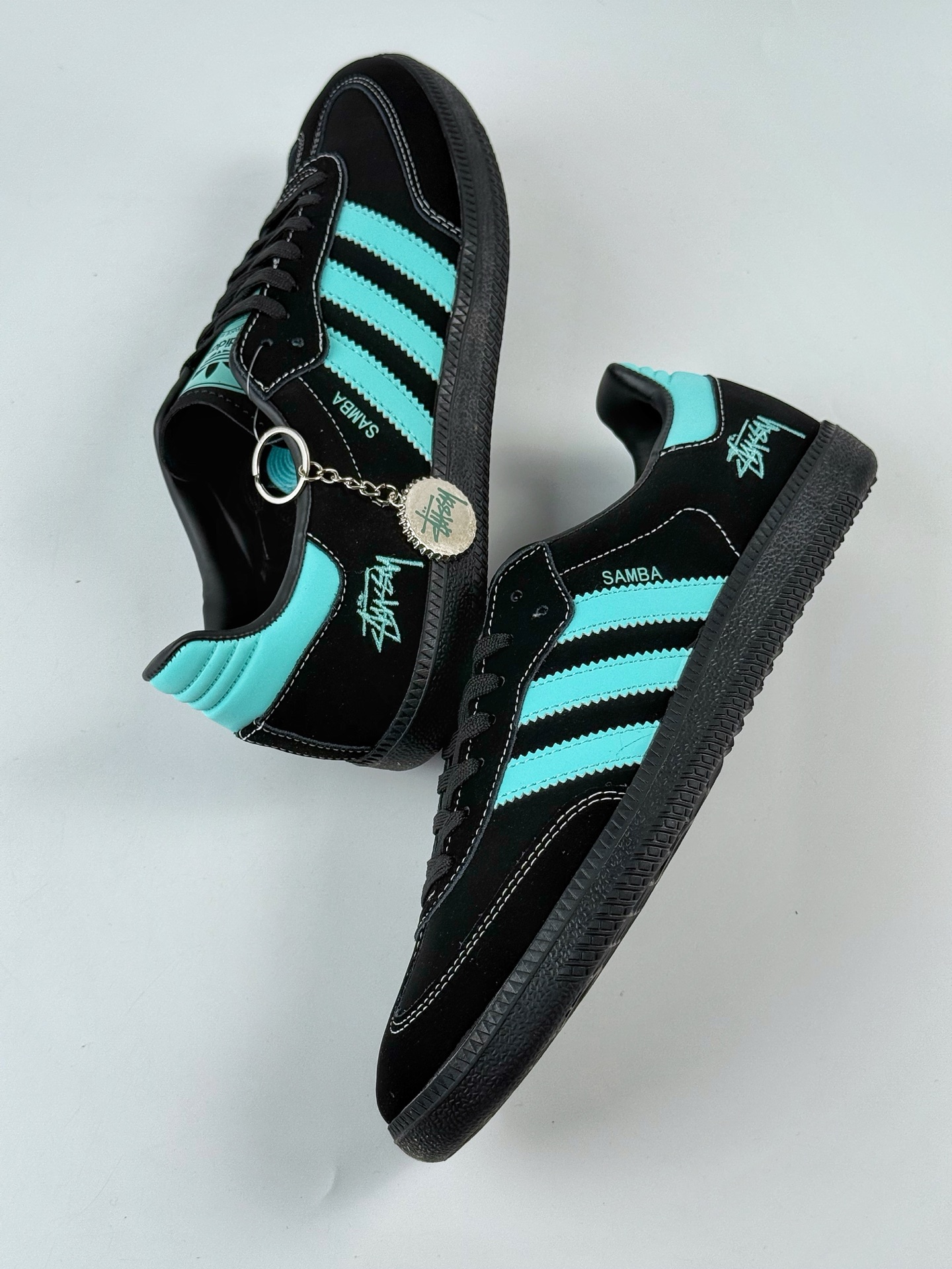 adidoriginals Samba OG x Stussy 黑蓝 桑巴舞系列复古经典轻便板鞋  DX0002