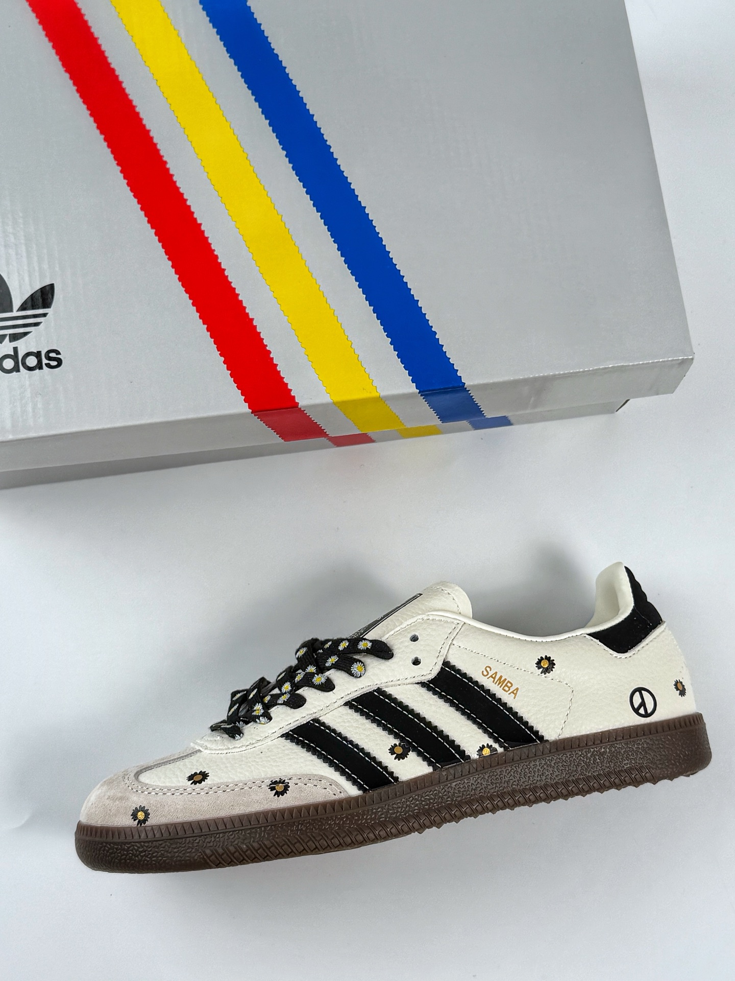 adidoriginals Samba OG 小雏菊 灰白黑 桑巴舞系列复古经典轻便板鞋  DX0005