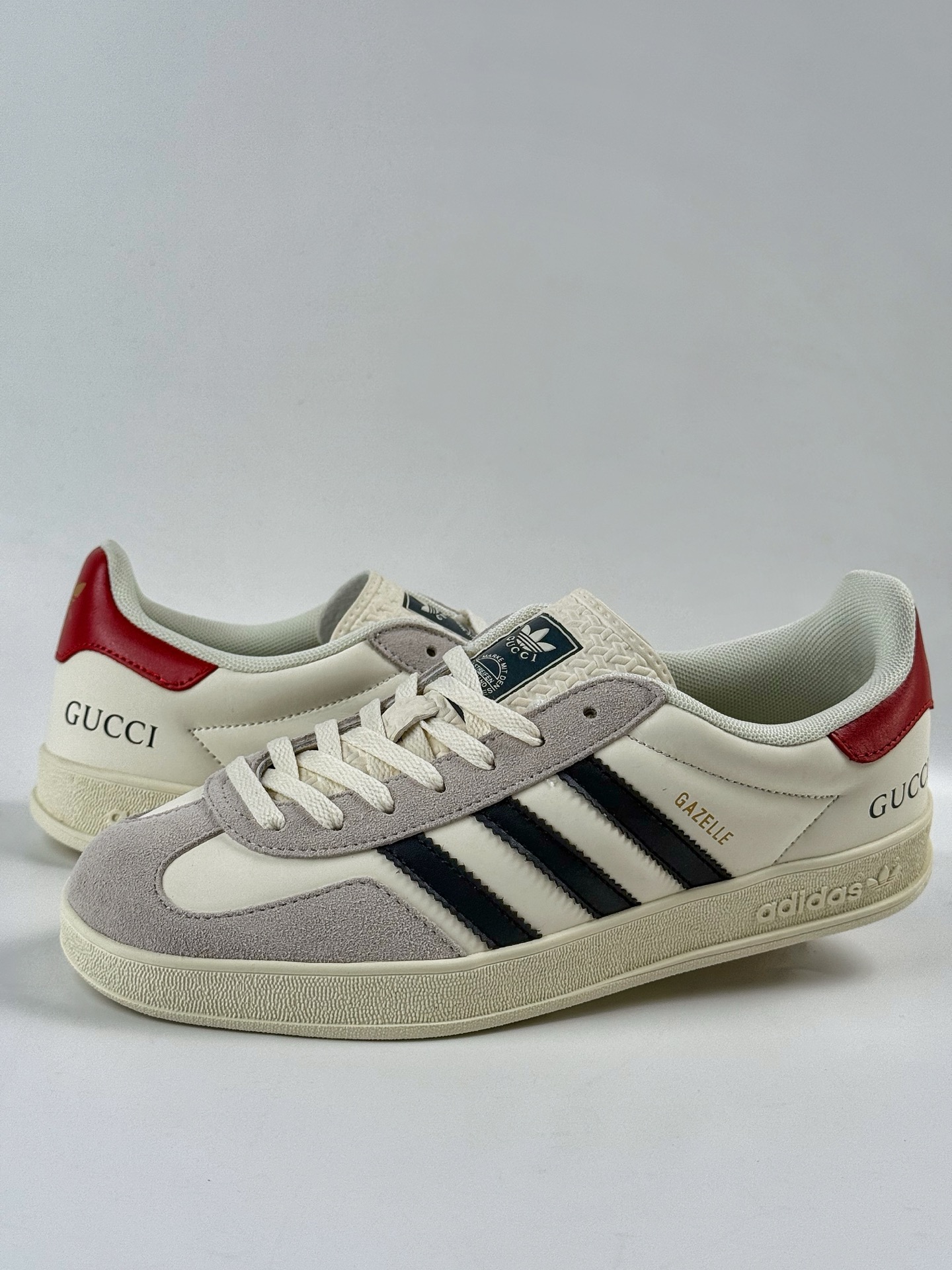 adidOriginals Gazelle INdoor x GUCCI 灰白黑 三叶草休闲防滑耐磨低帮板鞋  DM1234-012