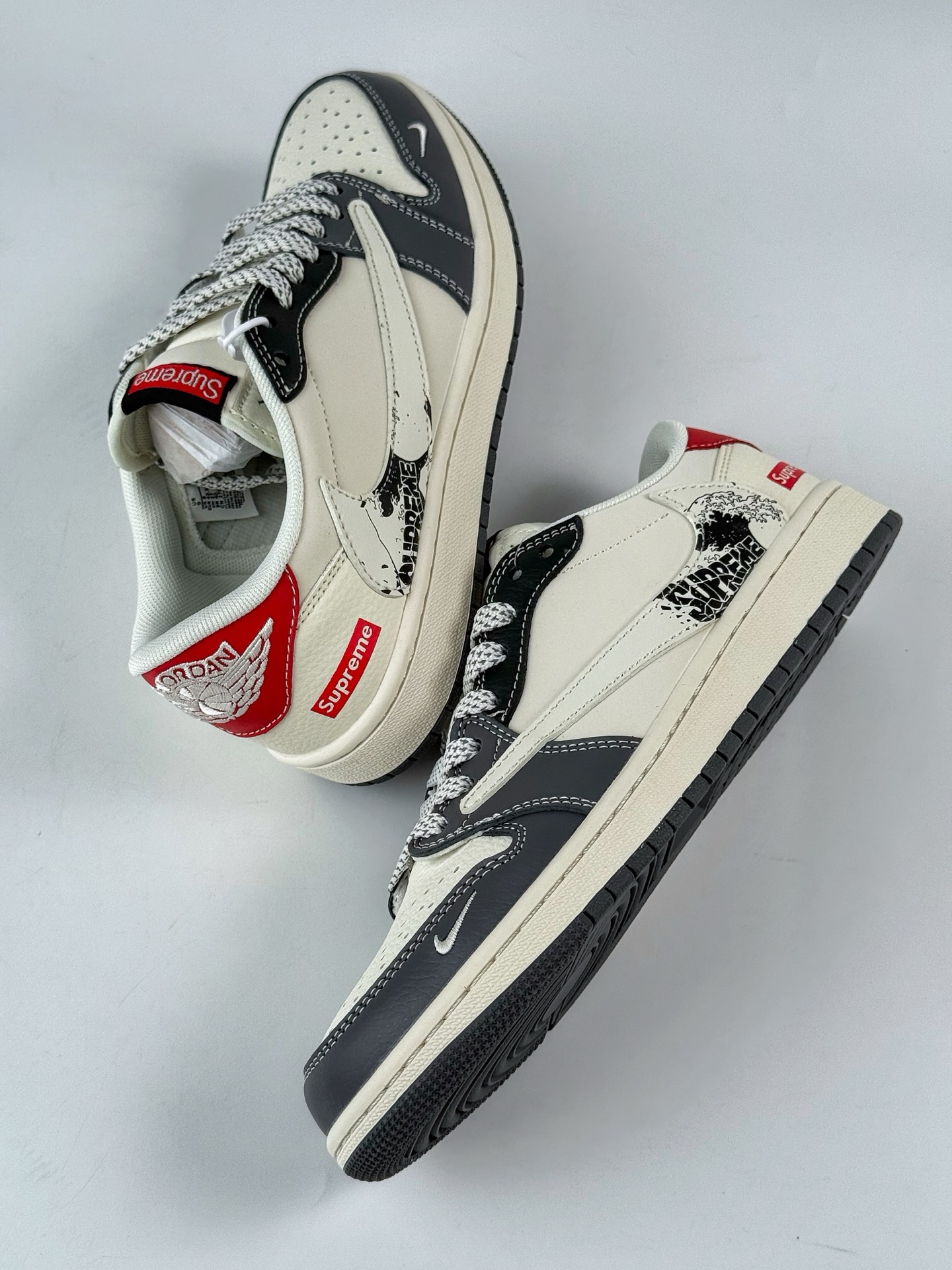 280 Travis Scott x Nike Air Jordan 1 Low x Superme Air Jordan 1 Low 反转灰白小勾满天星倒钩 QW5088-201