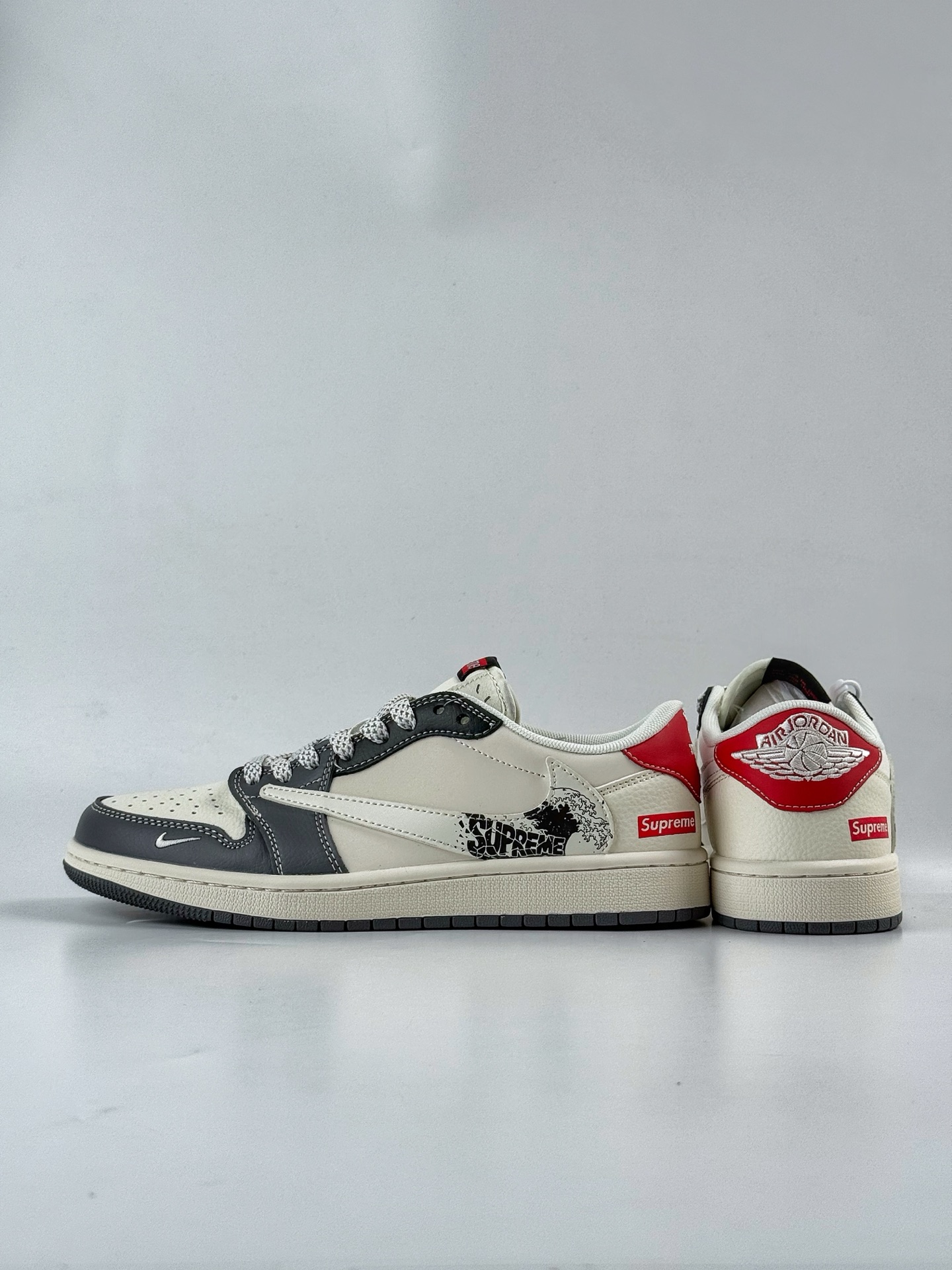 280 Travis Scott x Nike Air Jordan 1 Low x Superme Air Jordan 1 Low 反转灰白小勾满天星倒钩 QW5088-201