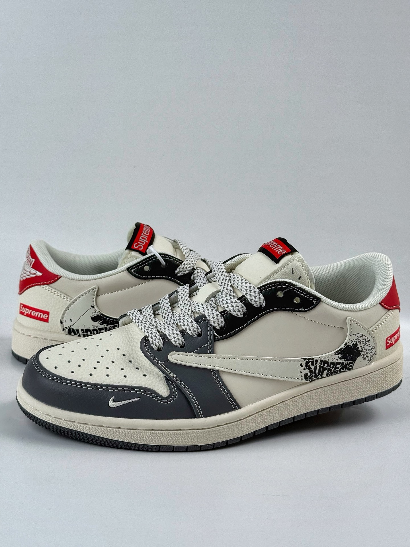 280 Travis Scott x Nike Air Jordan 1 Low x Superme Air Jordan 1 Low 反转灰白小勾满天星倒钩 QW5088-201