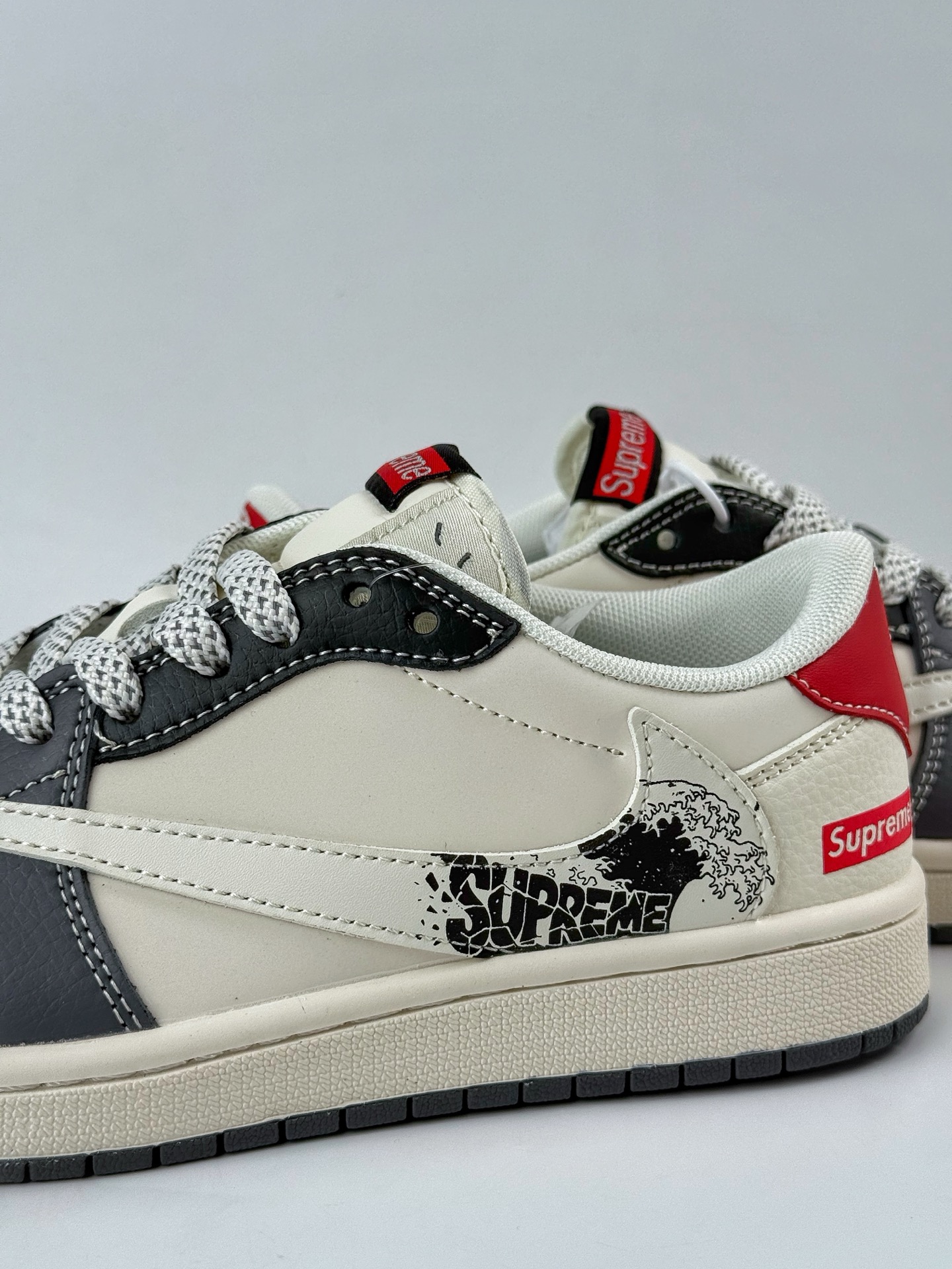 280 Travis Scott x Nike Air Jordan 1 Low x Superme Air Jordan 1 Low 反转灰白小勾满天星倒钩 QW5088-201